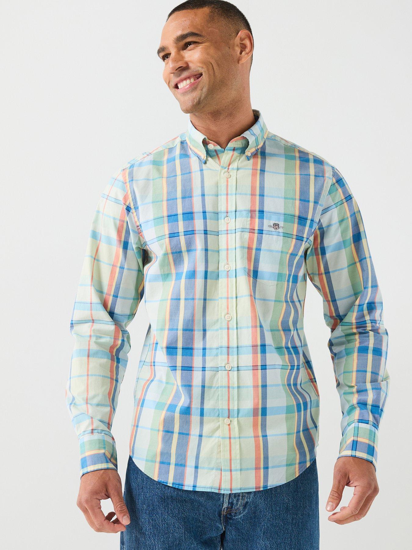 Image 1 of 6 of GANT Reg Poplin Multicheck Long Sleeve Shirt - Multi