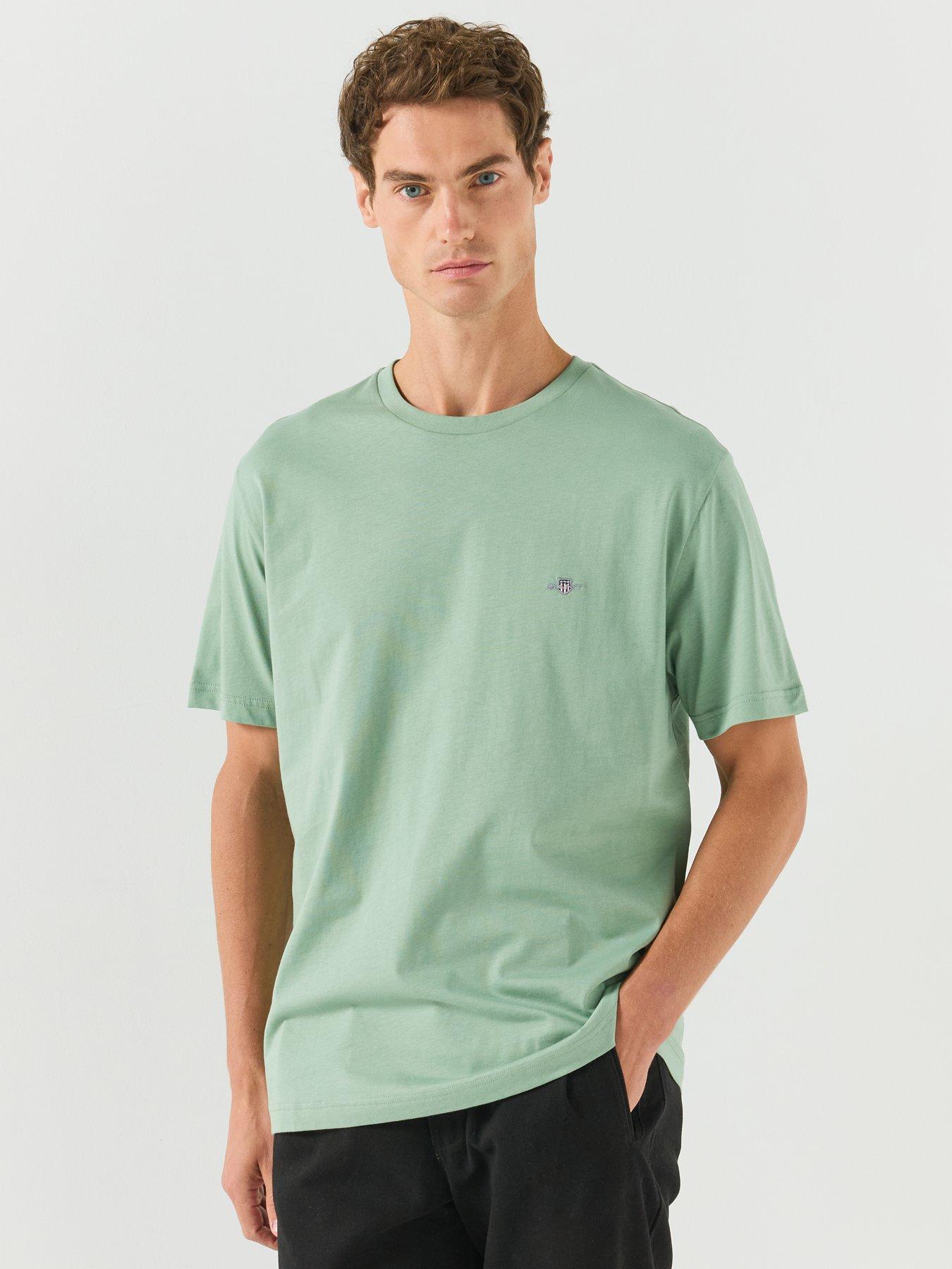 GANT Regular Fit Shield Short Sleeve T-Shirt, Light Green, Size S, Men