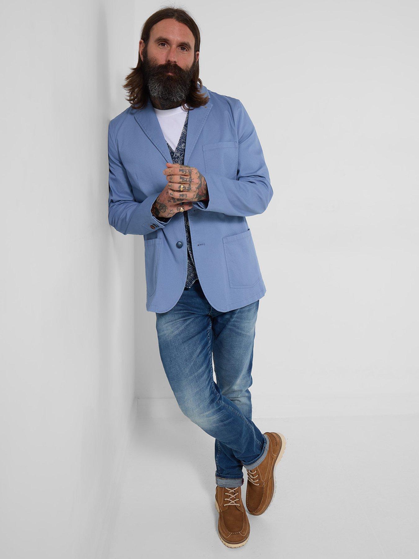 Joe Browns Exceptional Everyday Cotton Blazer, Blue, Size 46, Men