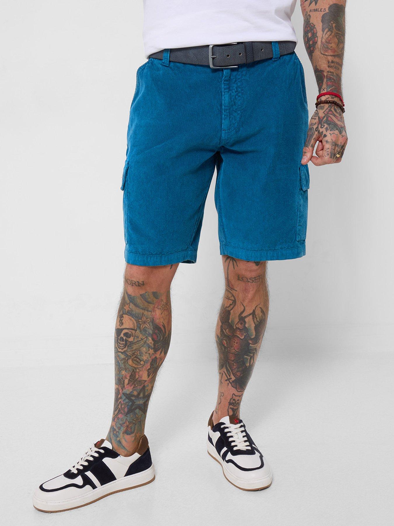 Joe Browns Cool In Cord Cargo Shorts, Blue, Size 38, Men