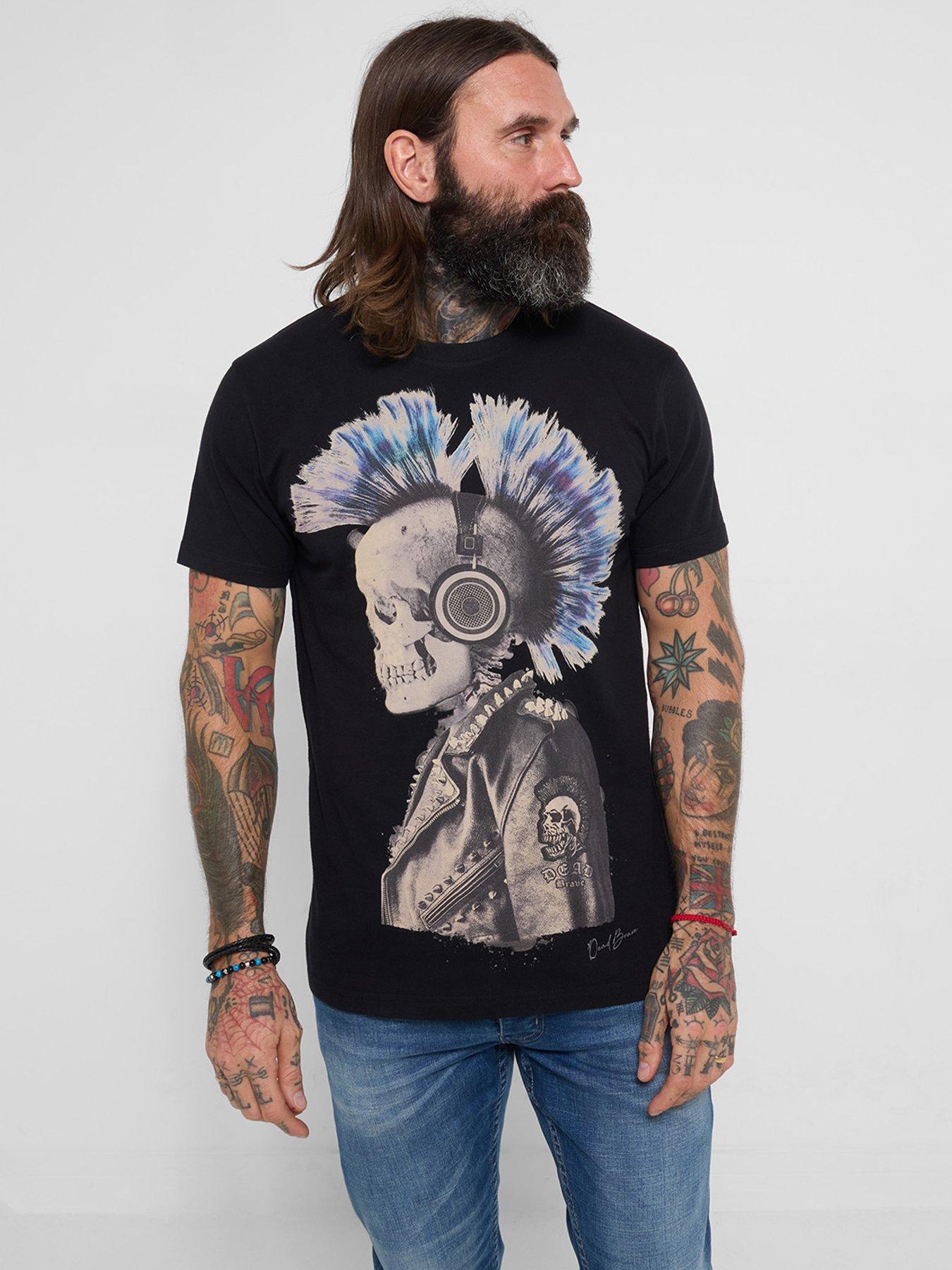 Joe Browns Dead Brave Punked Skull T-Shirt, Black, Size 2Xl, Men