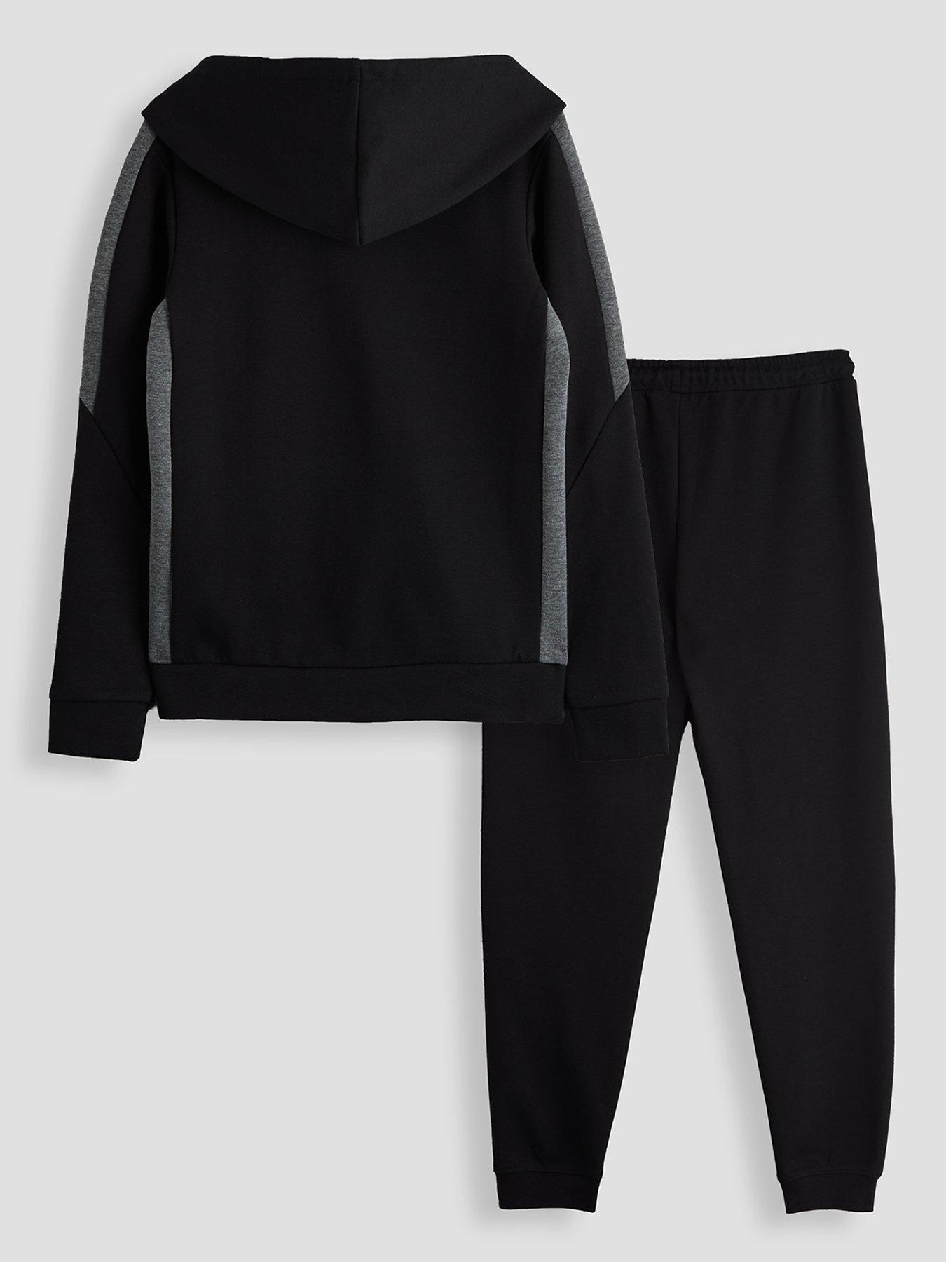 Image 2 of 4 of Jack & Jones Junior Boys Fusion Bolt Contrast Panel Hoody &amp; Jogger Set - Black