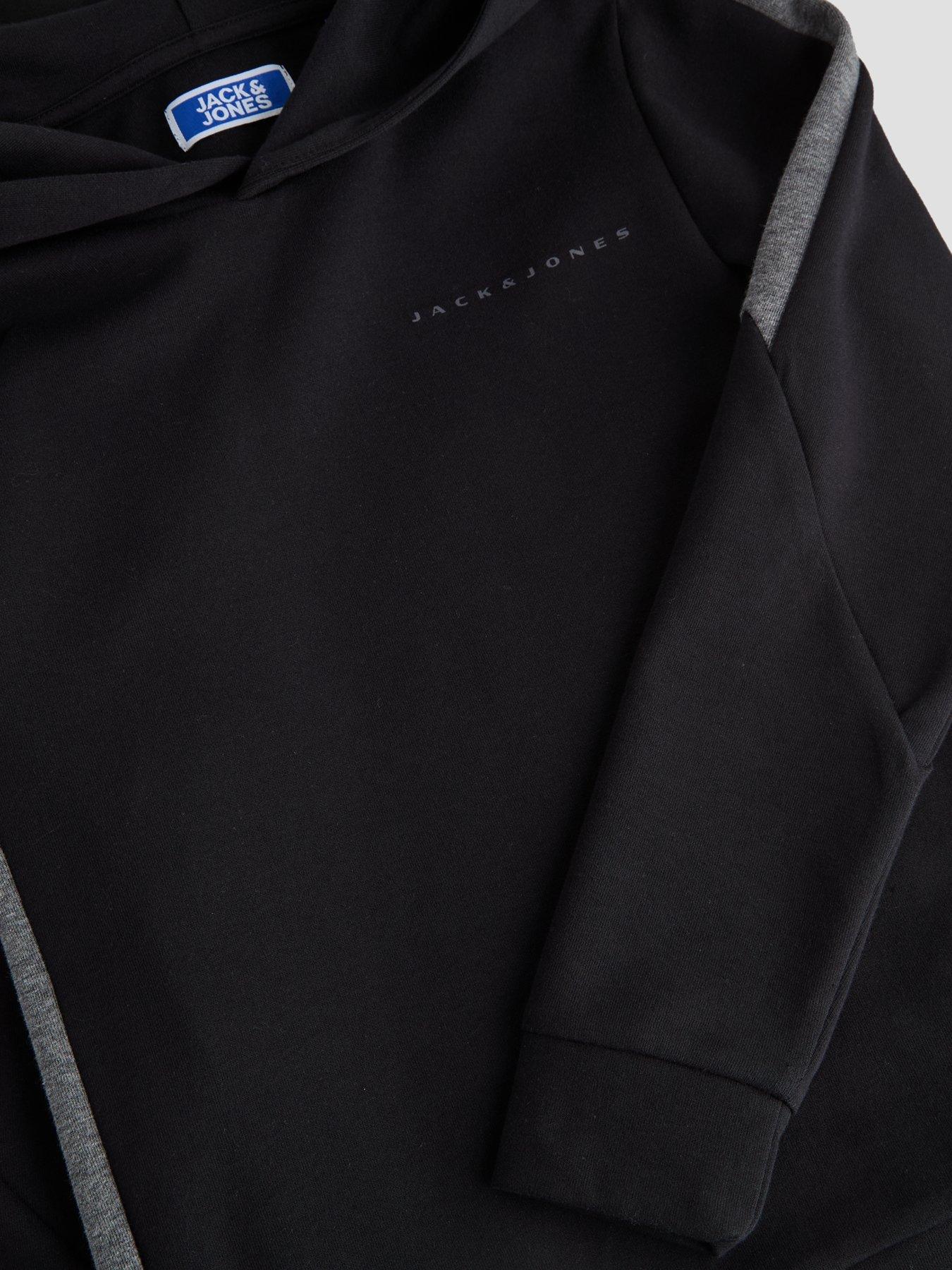 Image 3 of 4 of Jack & Jones Junior Boys Fusion Bolt Contrast Panel Hoody &amp; Jogger Set - Black