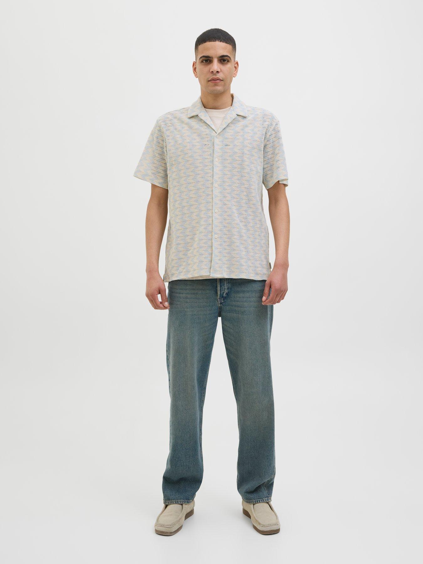 Jack Jones Jjejeff Resort Stripe Shirt Ss Sn Pls - Camicie Uomo