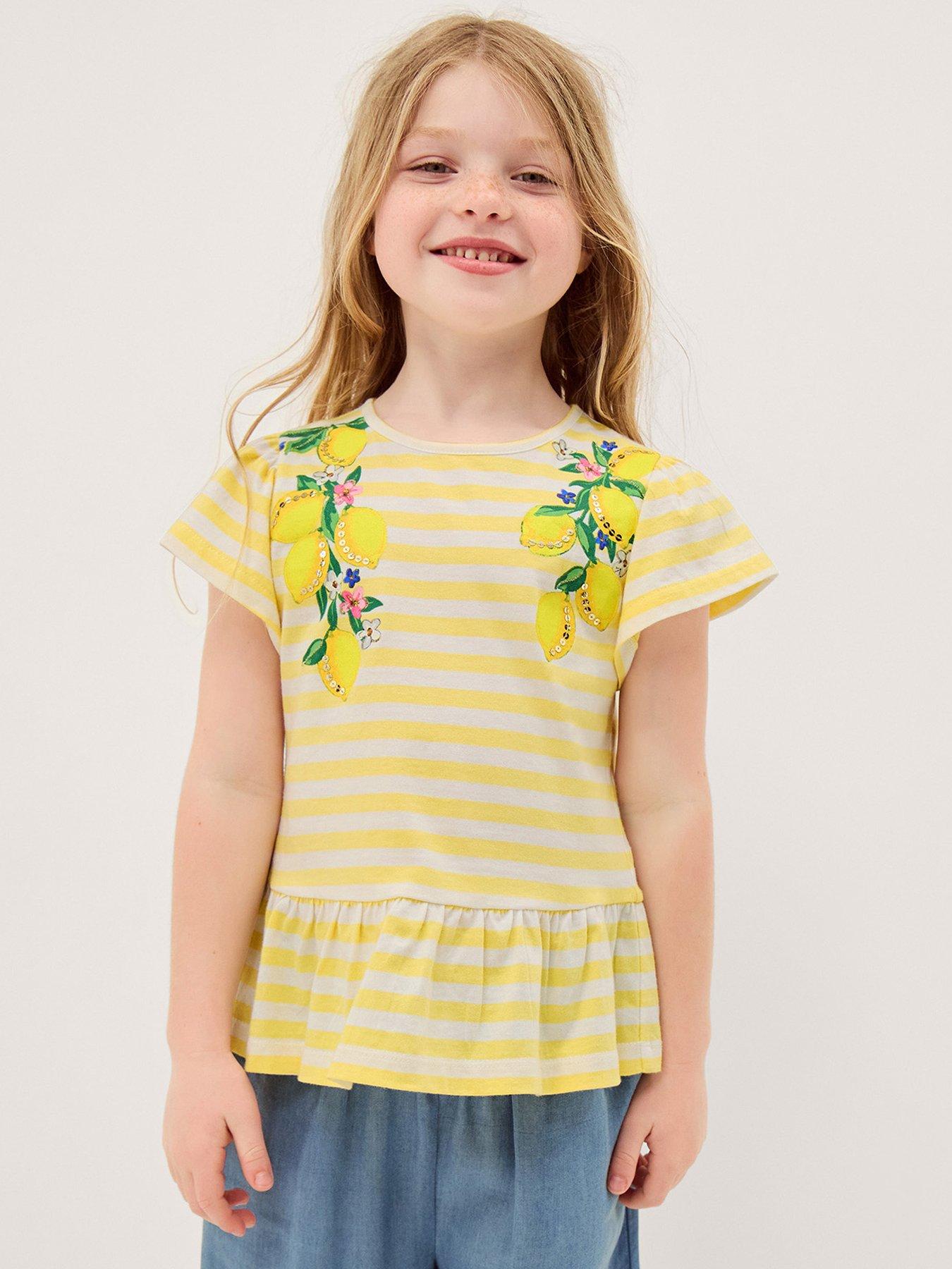 Monsoon Girls Amalfi Lemon Sequin Tshirt - Yellow