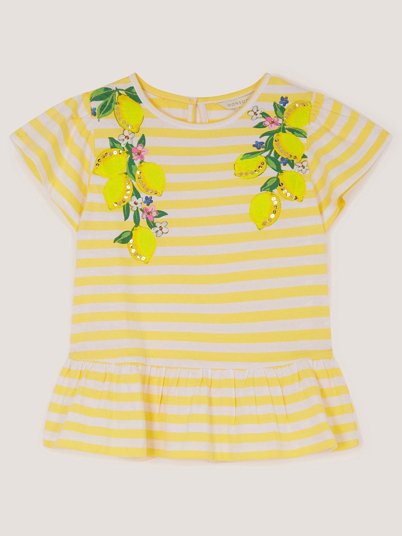 Monsoon Girls Amalfi Lemon Sequin Tshirt - Yellow