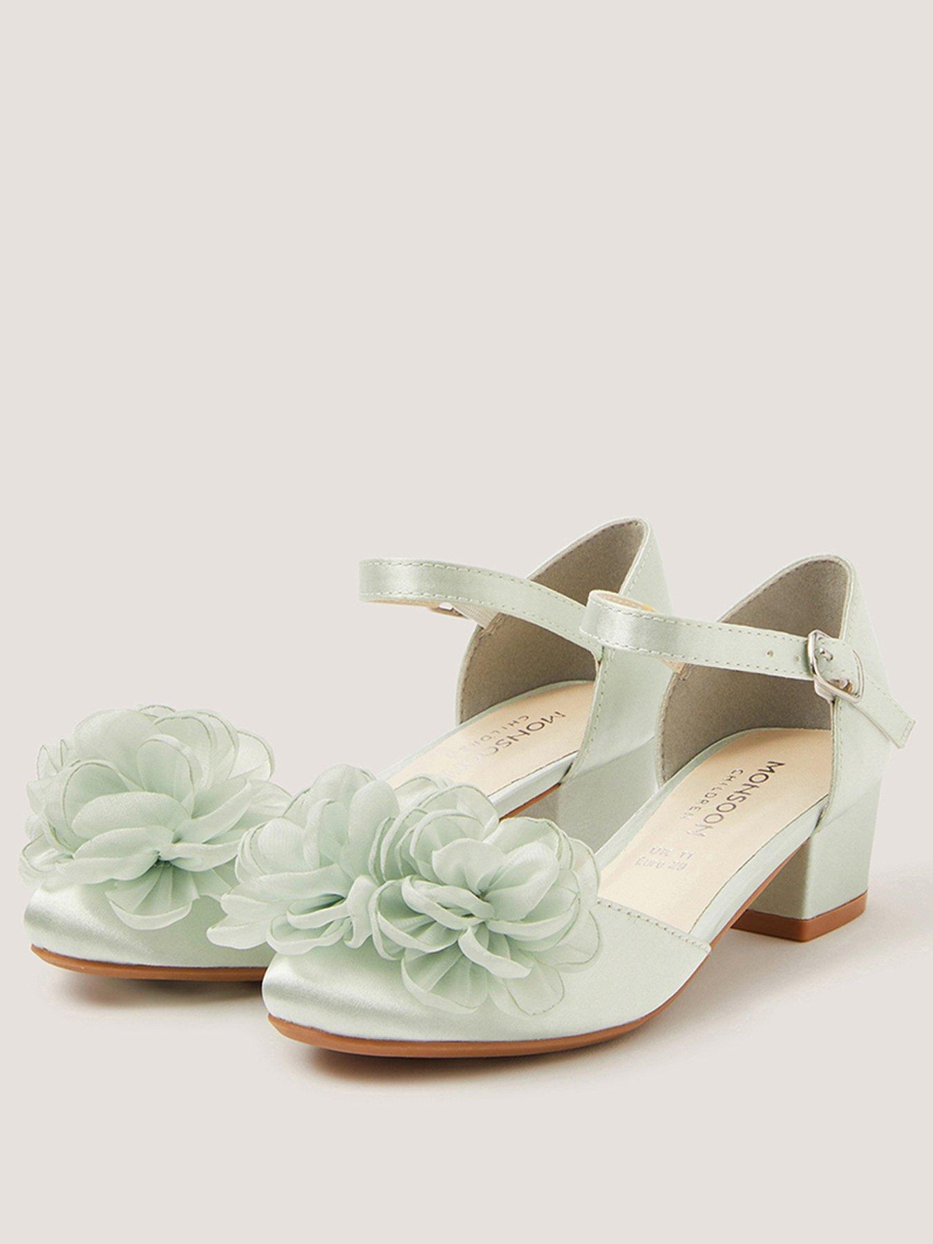 Image 2 of 3 of Monsoon Girls Corsage Heeled Shoes - Light Green