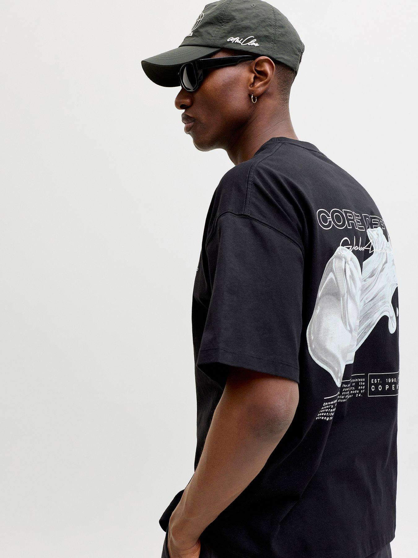 Jack & Jones Biarritz Chrome Back Graphic T-Shirt, Black, Size M, Men