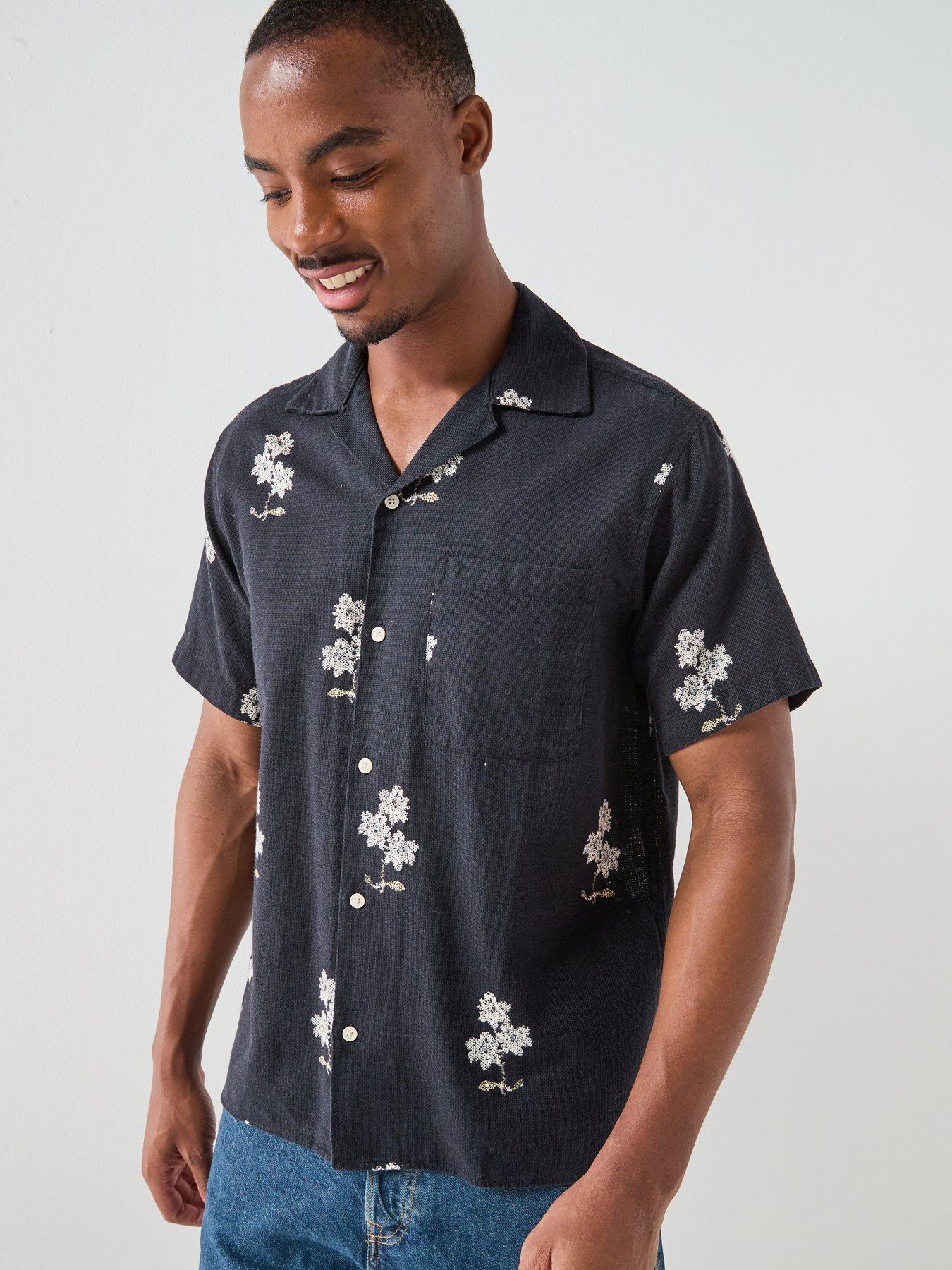 Jack & Jones Mateo Short Sleeve Print Resort Shirt - Navy