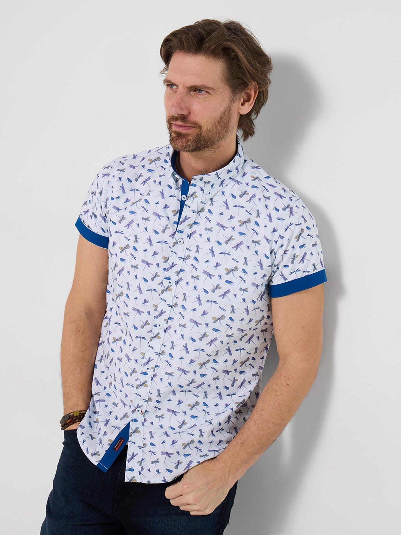 Joe Browns Dapper DragonFly Short Sleeve Shirt, Blue, Size Xl, Men