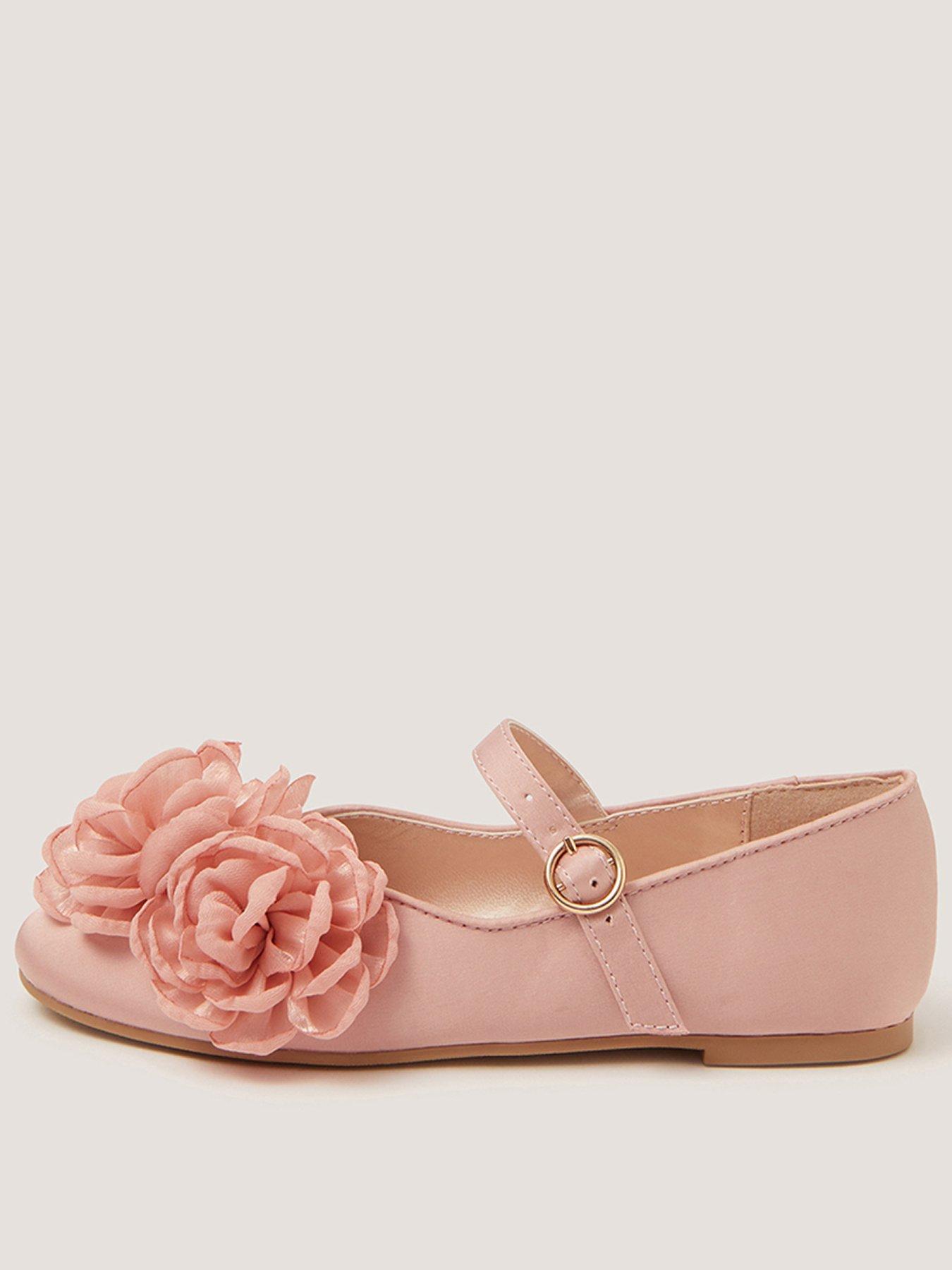 Monsoon Girls Corsage Ballerina Shoes, Pink, Size 7 Younger