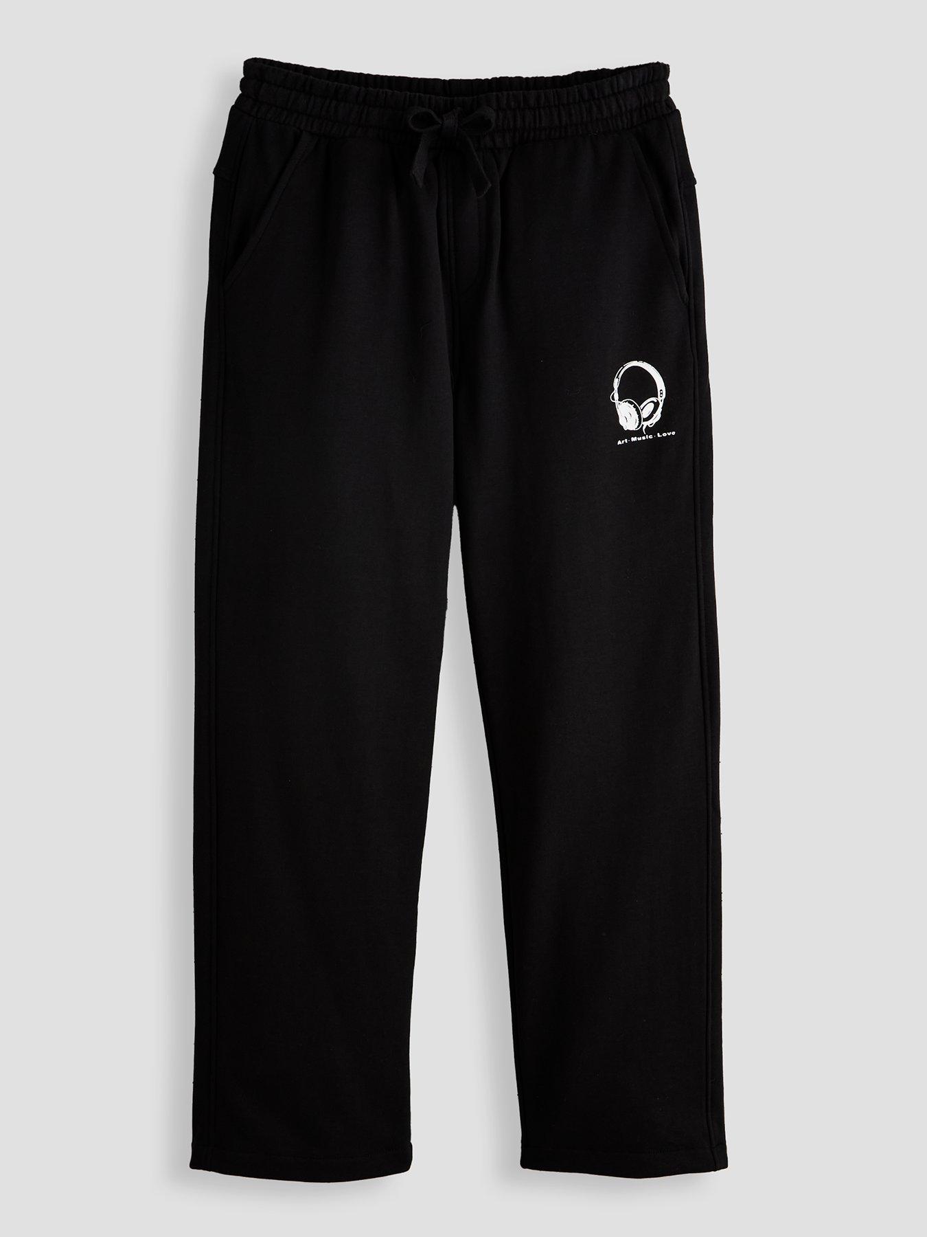 Image 1 of 4 of The Very Collection Boys Cotton Drawcord Waist Jogging Bottoms - Black