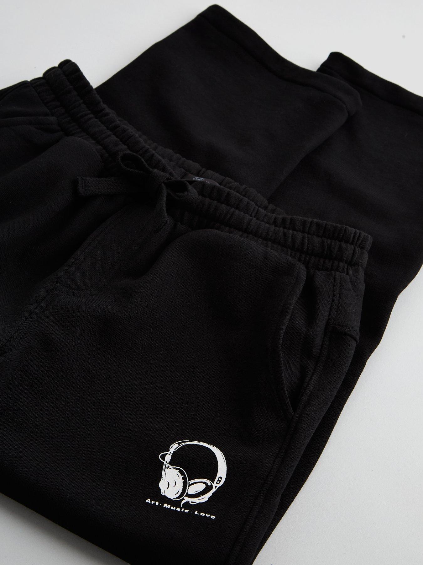 Image 3 of 4 of The Very Collection Boys Cotton Drawcord Waist Jogging Bottoms - Black