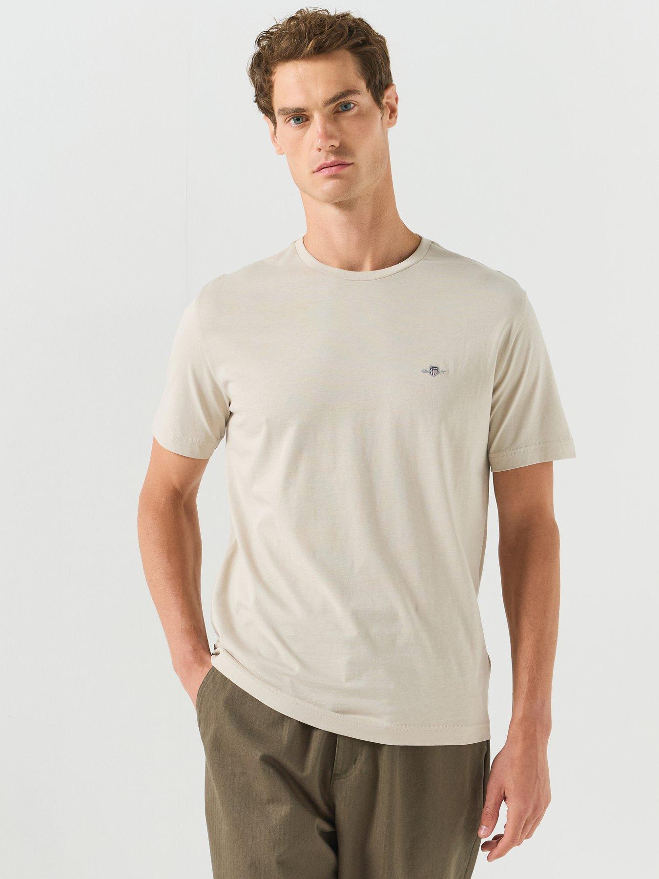 Image 1 of 5 of GANT Regular Fit Shield Short Sleeve T-Shirt - Beige