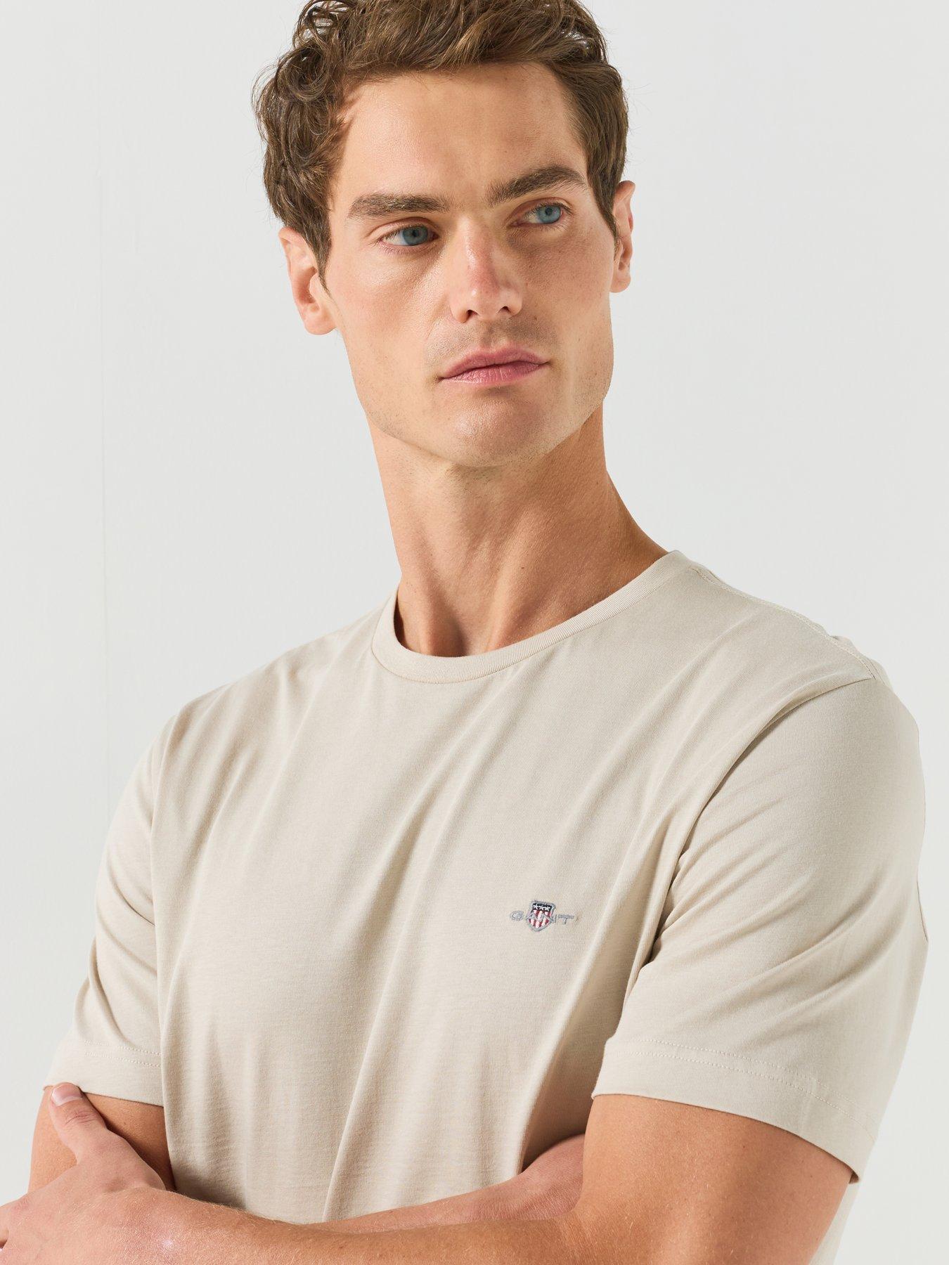 Image 4 of 5 of GANT Regular Fit Shield Short Sleeve T-Shirt - Beige