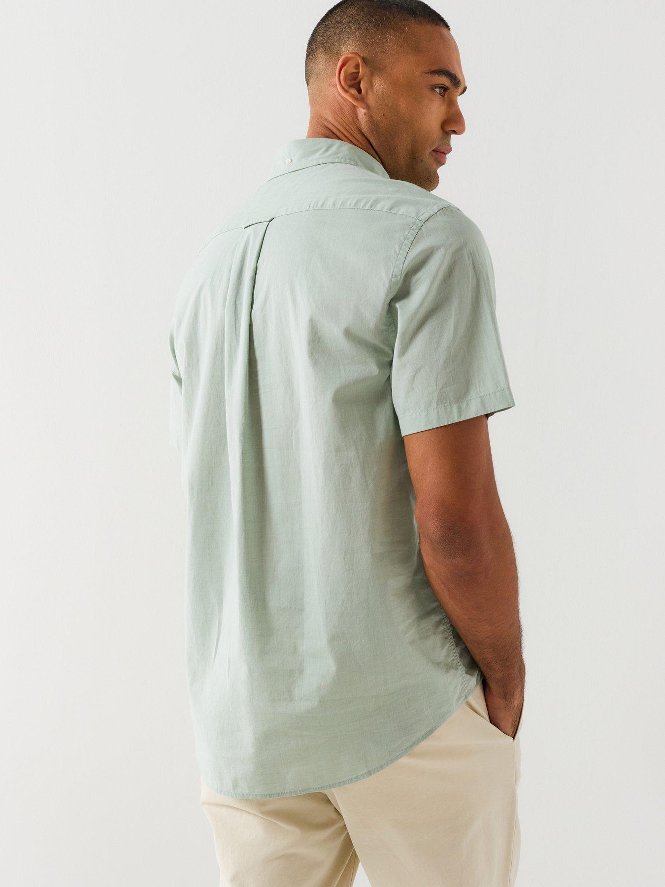 Image 2 of 5 of GANT Regular Fit Classic Poplin Short Sleeve Shirt - Light Green