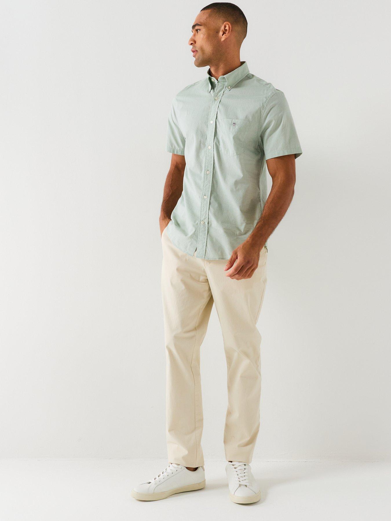 Image 3 of 5 of GANT Regular Fit Classic Poplin Short Sleeve Shirt - Light Green