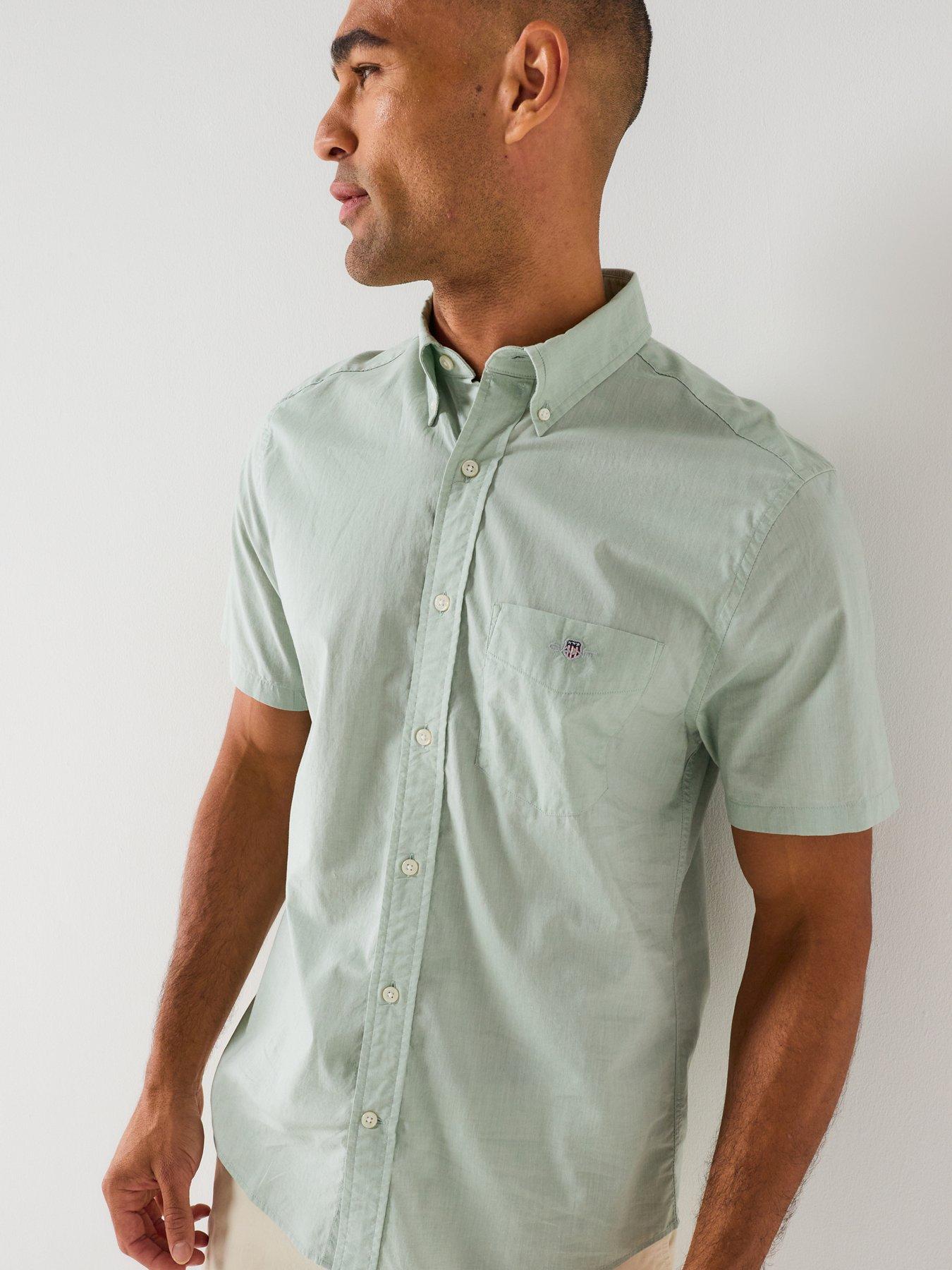 Image 4 of 5 of GANT Regular Fit Classic Poplin Short Sleeve Shirt - Light Green