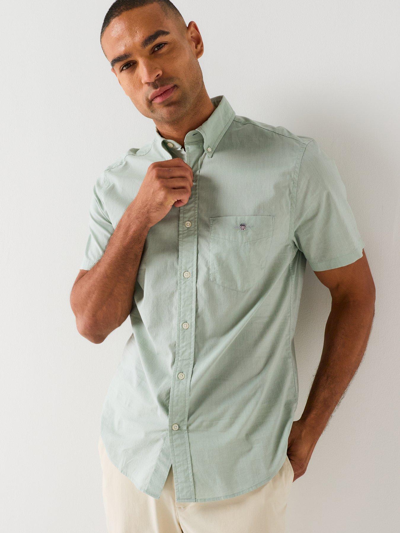 Image 5 of 5 of GANT Regular Fit Classic Poplin Short Sleeve Shirt - Light Green