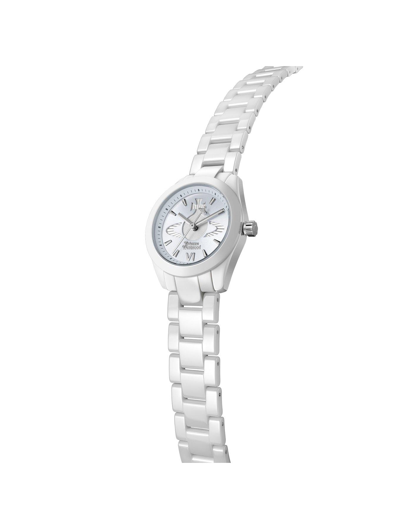 Image 2 of 7 of Vivienne Westwood Fenchurch Ceramica Ladies Quartz Watch Light Blue Dial White Ceramic Case and Bracelet