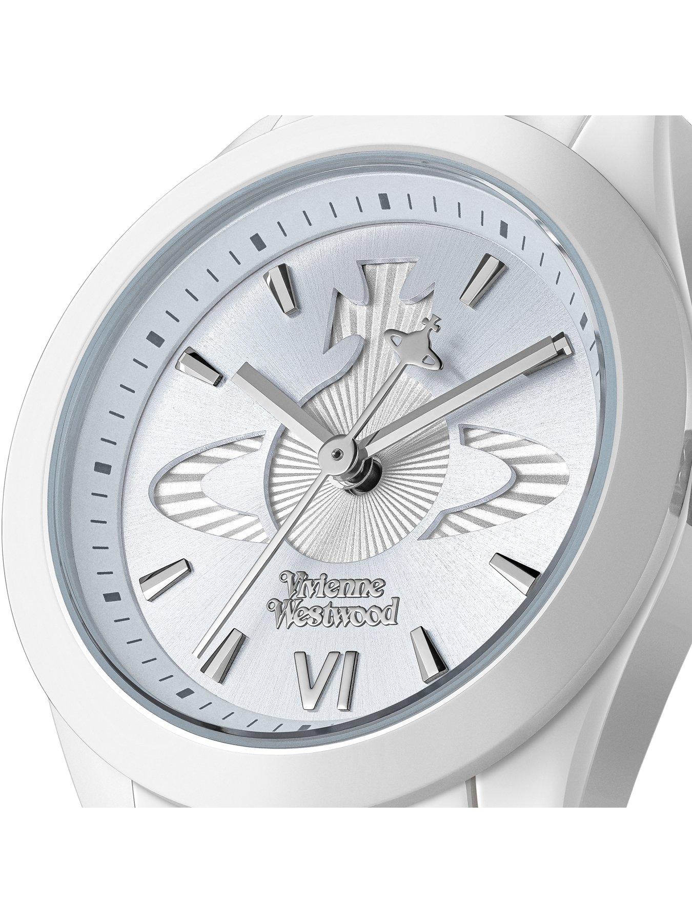 Image 3 of 7 of Vivienne Westwood Fenchurch Ceramica Ladies Quartz Watch Light Blue Dial White Ceramic Case and Bracelet
