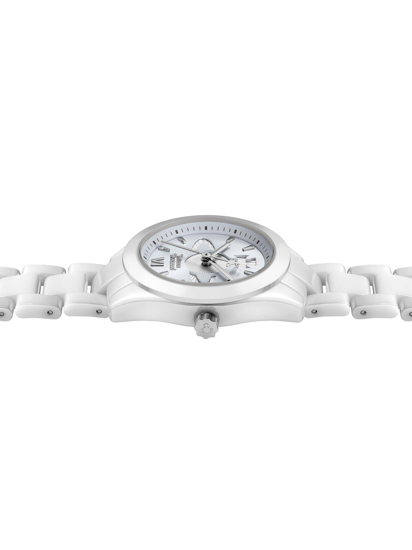 Image 4 of 7 of Vivienne Westwood Fenchurch Ceramica Ladies Quartz Watch Light Blue Dial White Ceramic Case and Bracelet