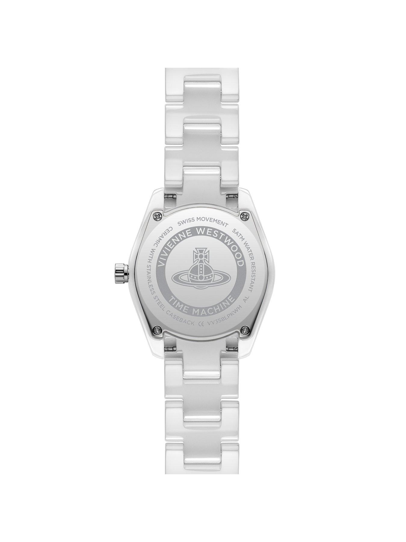 Image 6 of 7 of Vivienne Westwood Fenchurch Ceramica Ladies Quartz Watch Light Blue Dial White Ceramic Case and Bracelet