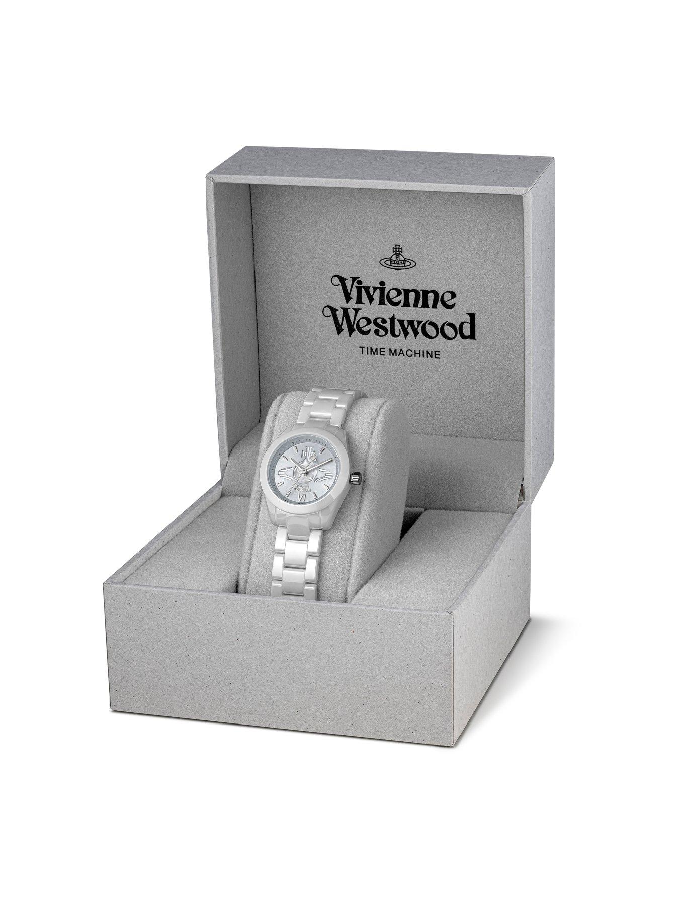 Image 7 of 7 of Vivienne Westwood Fenchurch Ceramica Ladies Quartz Watch Light Blue Dial White Ceramic Case and Bracelet