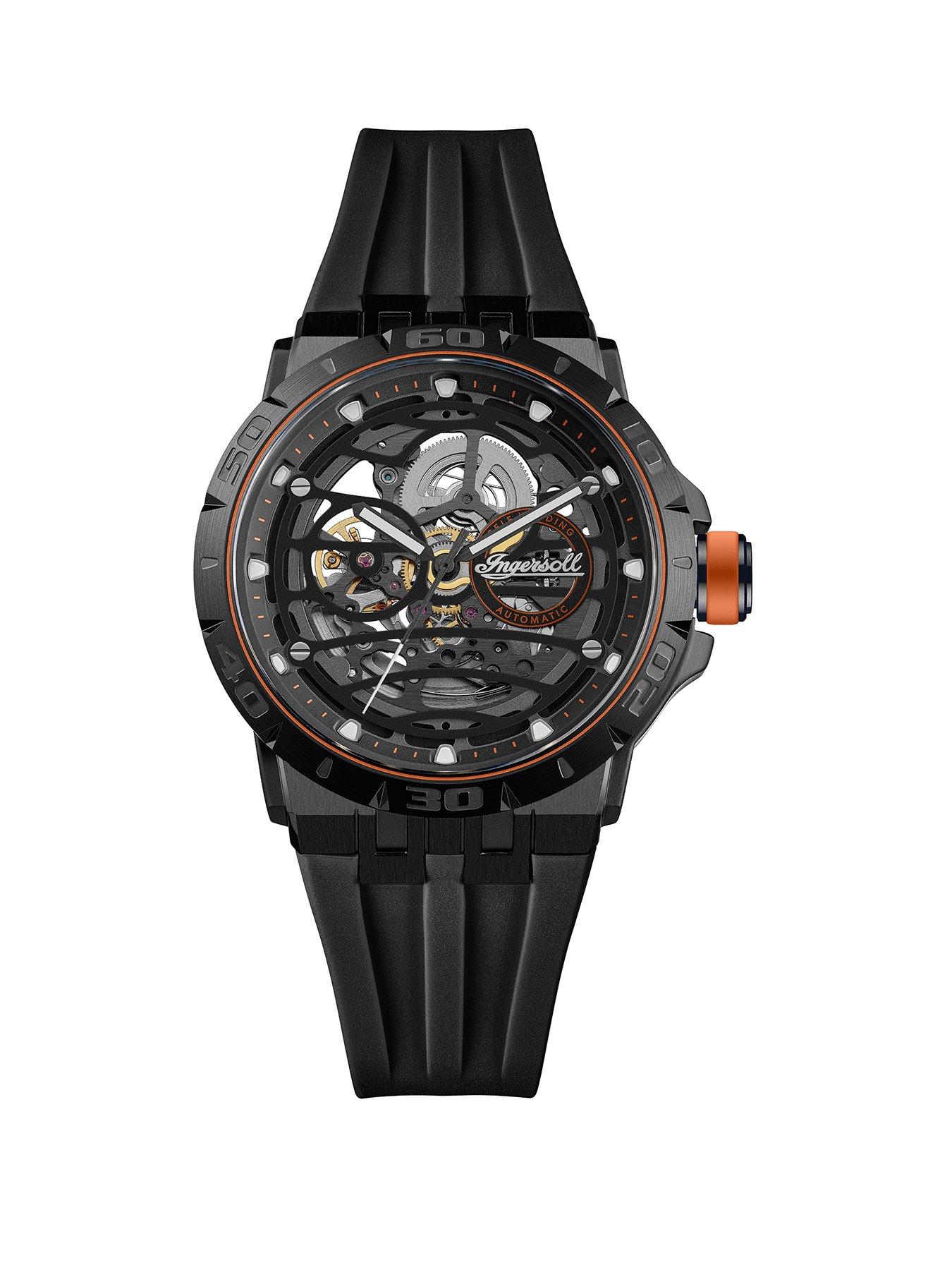 Ingersoll 1892 The Rigger Automatic Mens Watch with Black Dial and Black PU Strap - I17902