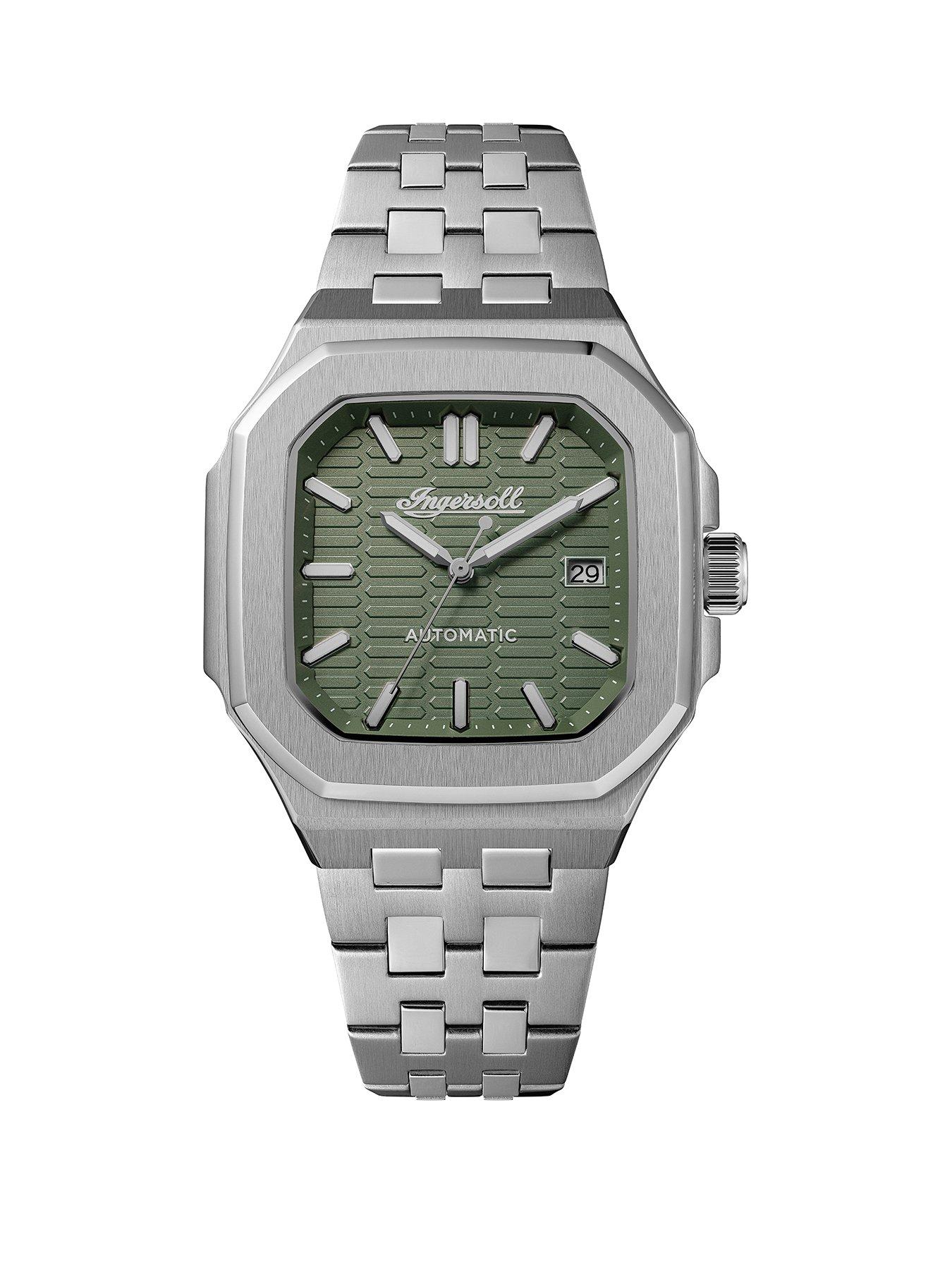 Ingersoll 1892 The Yield Automatic Mens Watch with Green Dial and Silver Stainless Steel Bracelet - I17802