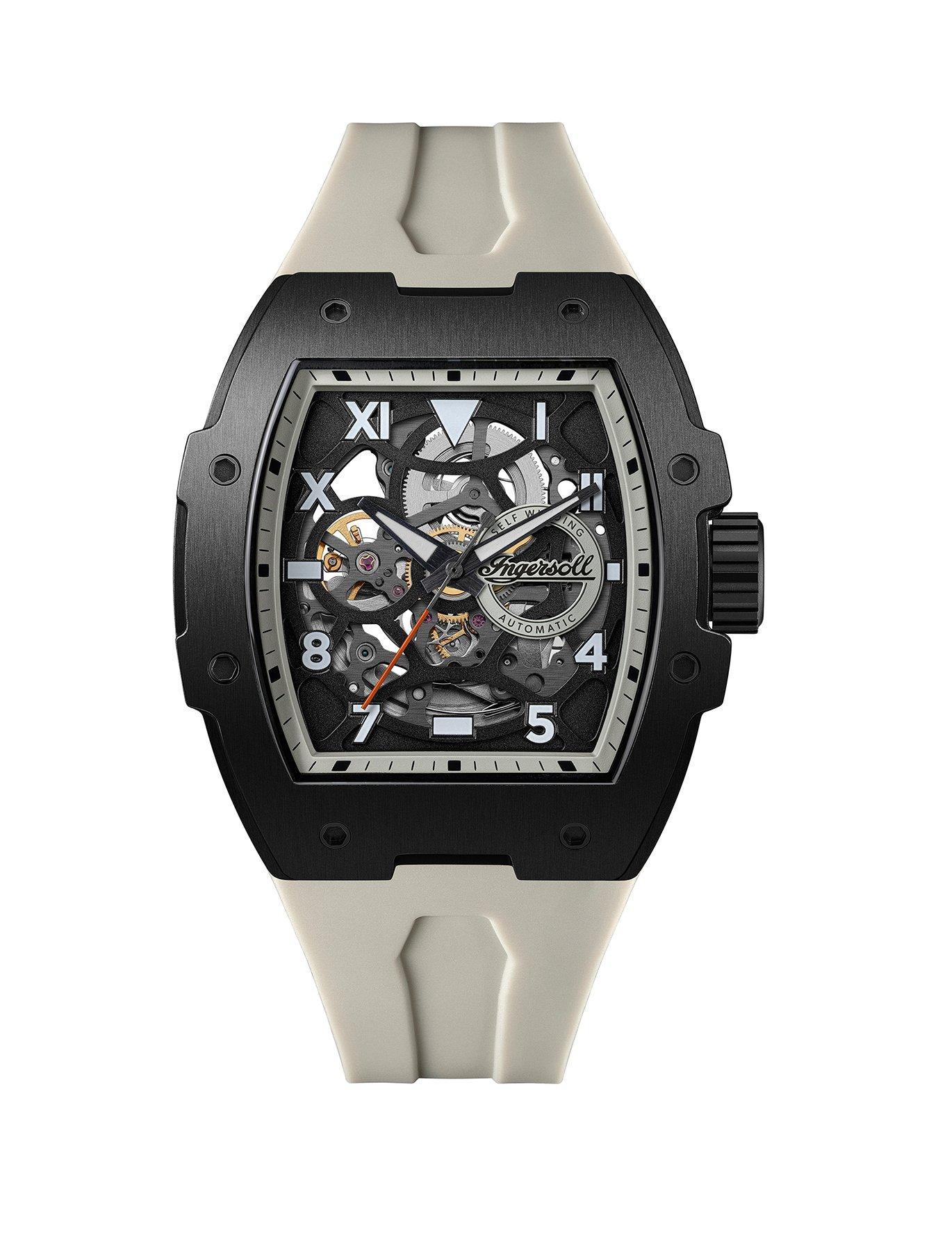 Ingersoll 1892 The Play Automatic Mens Watch with Black Dial and Grey PU Strap - I15305