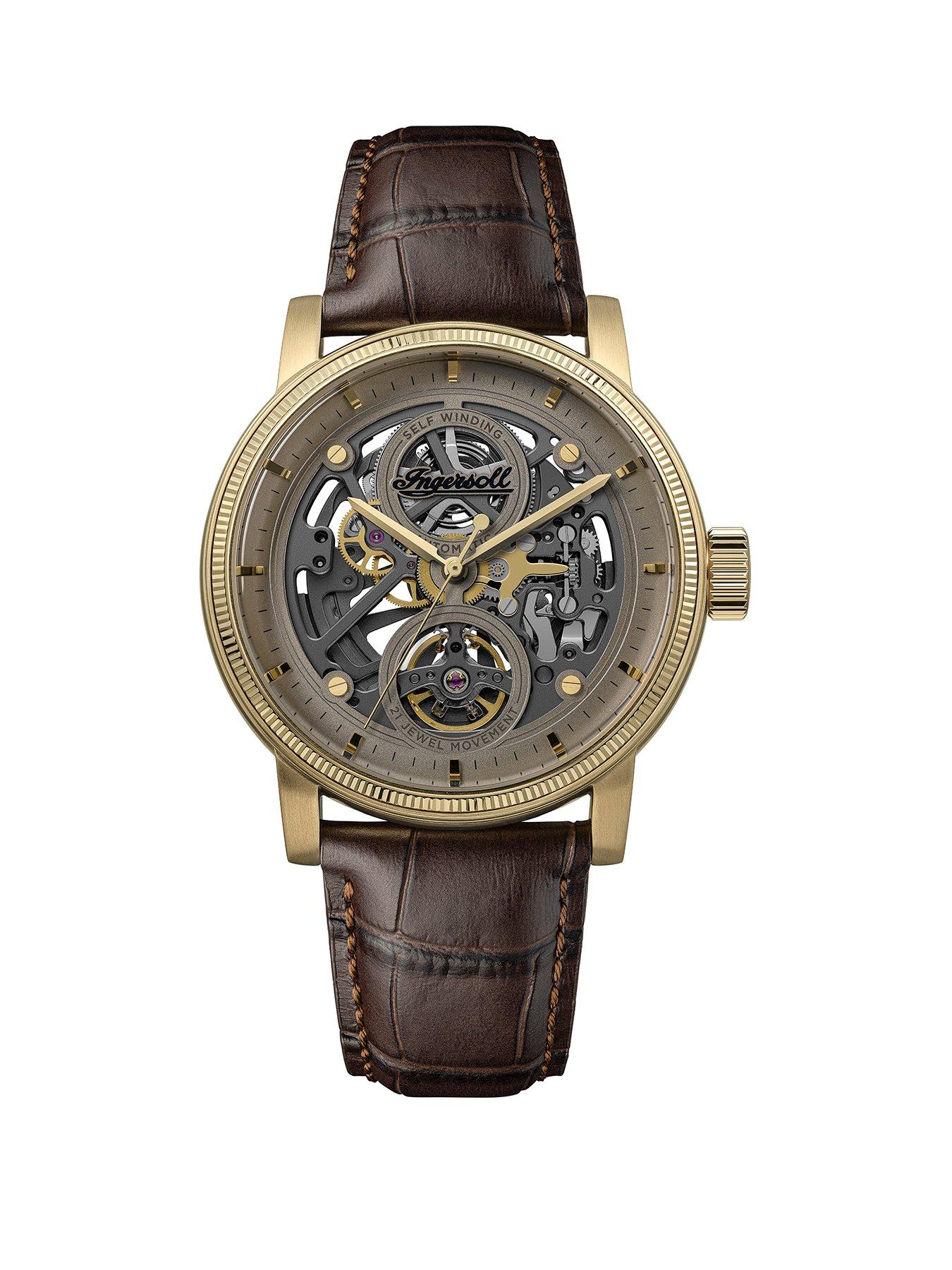 Ingersoll 1892 The Guy Automatic Mens Watch with Grey Dial and Brown Strap - I17502