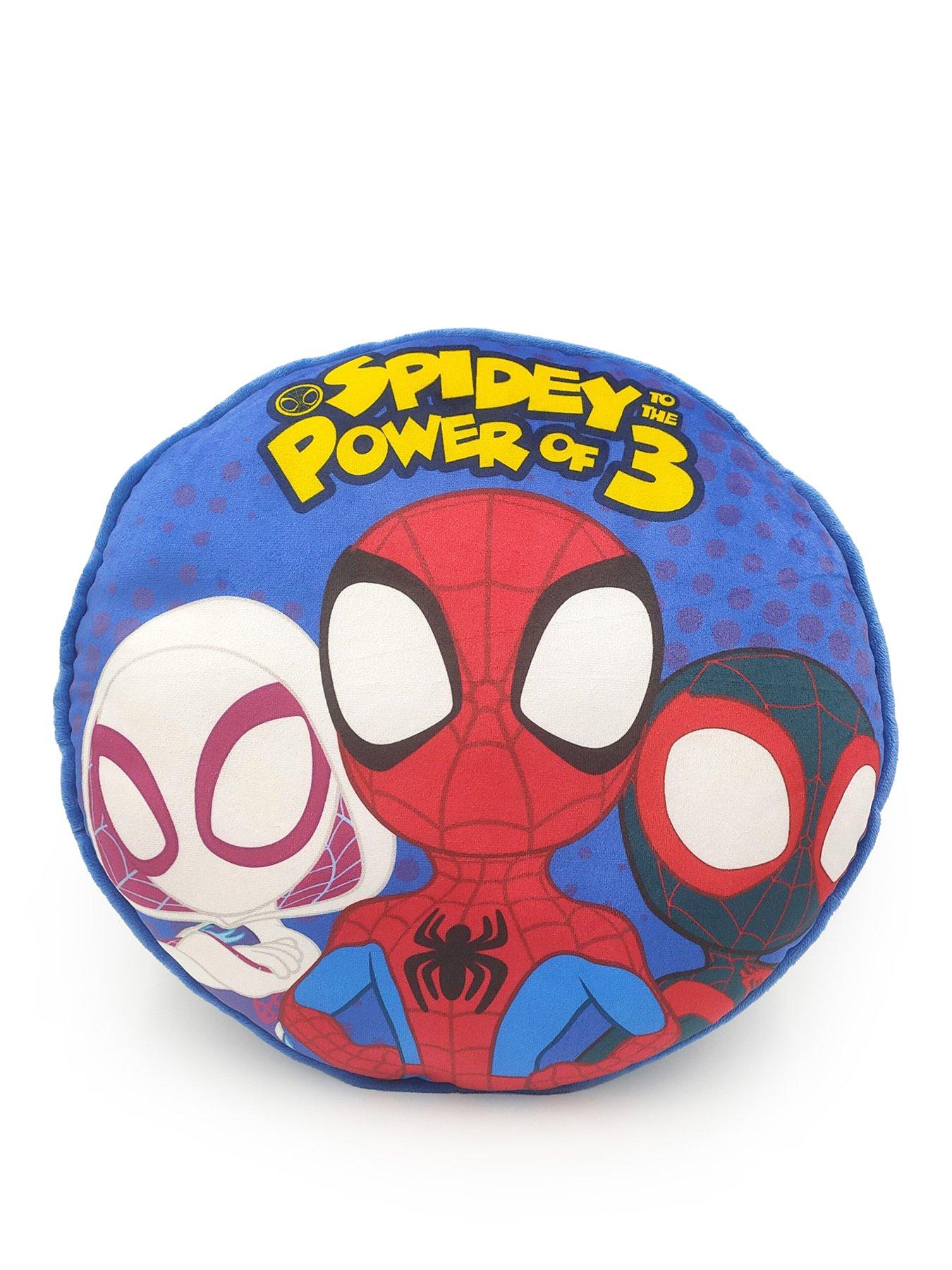 Disney Spidey & Friends Power Of 3 Velboa Round Cushion 35cm Dia Piping Edge