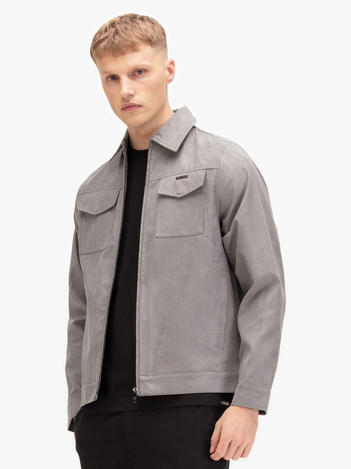Luke 1977 Dax Faux Suede Jacket - Dark Grey