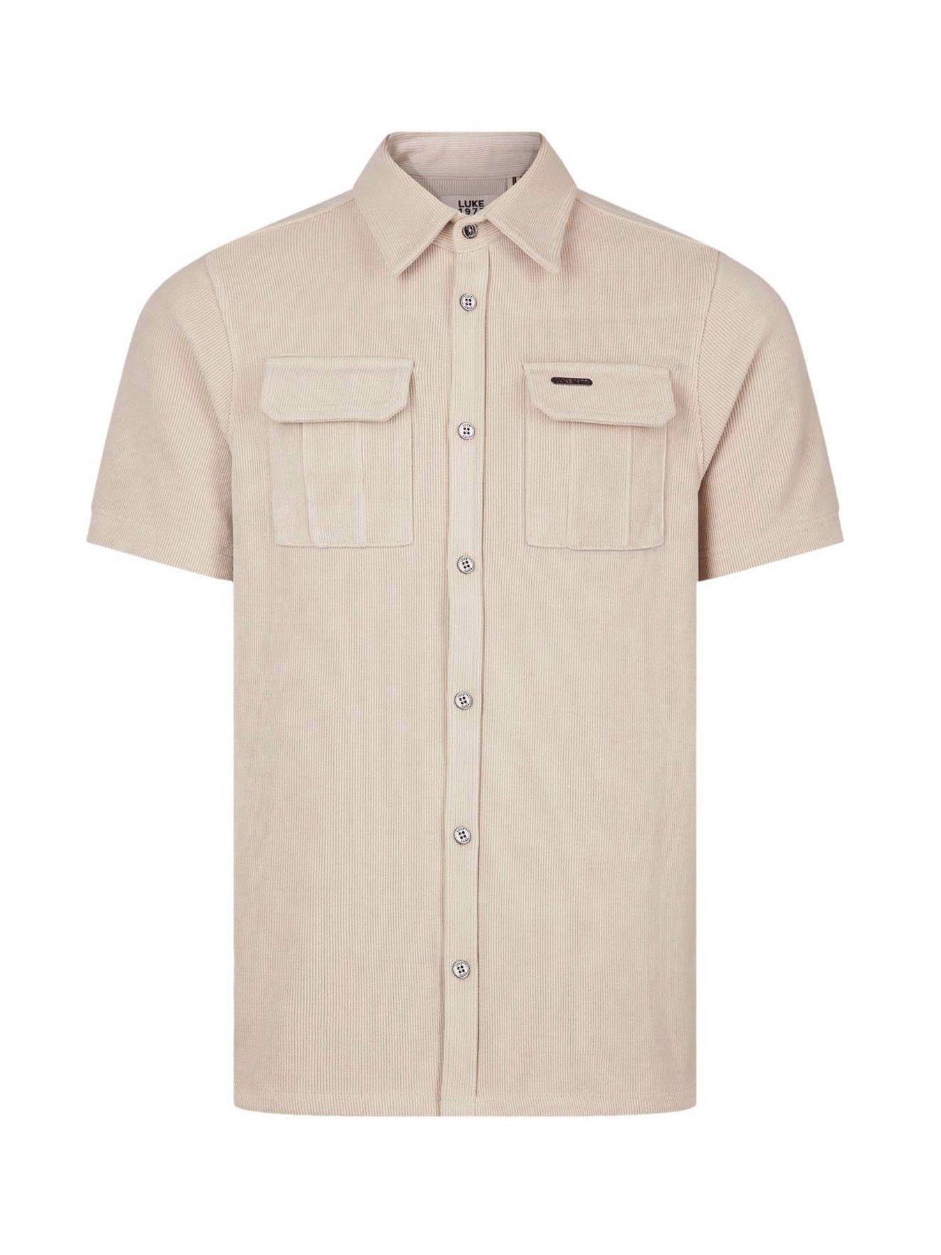 Image 4 of 6 of Luke 1977 Lye Short Sleeve Cord Shirt - Beige