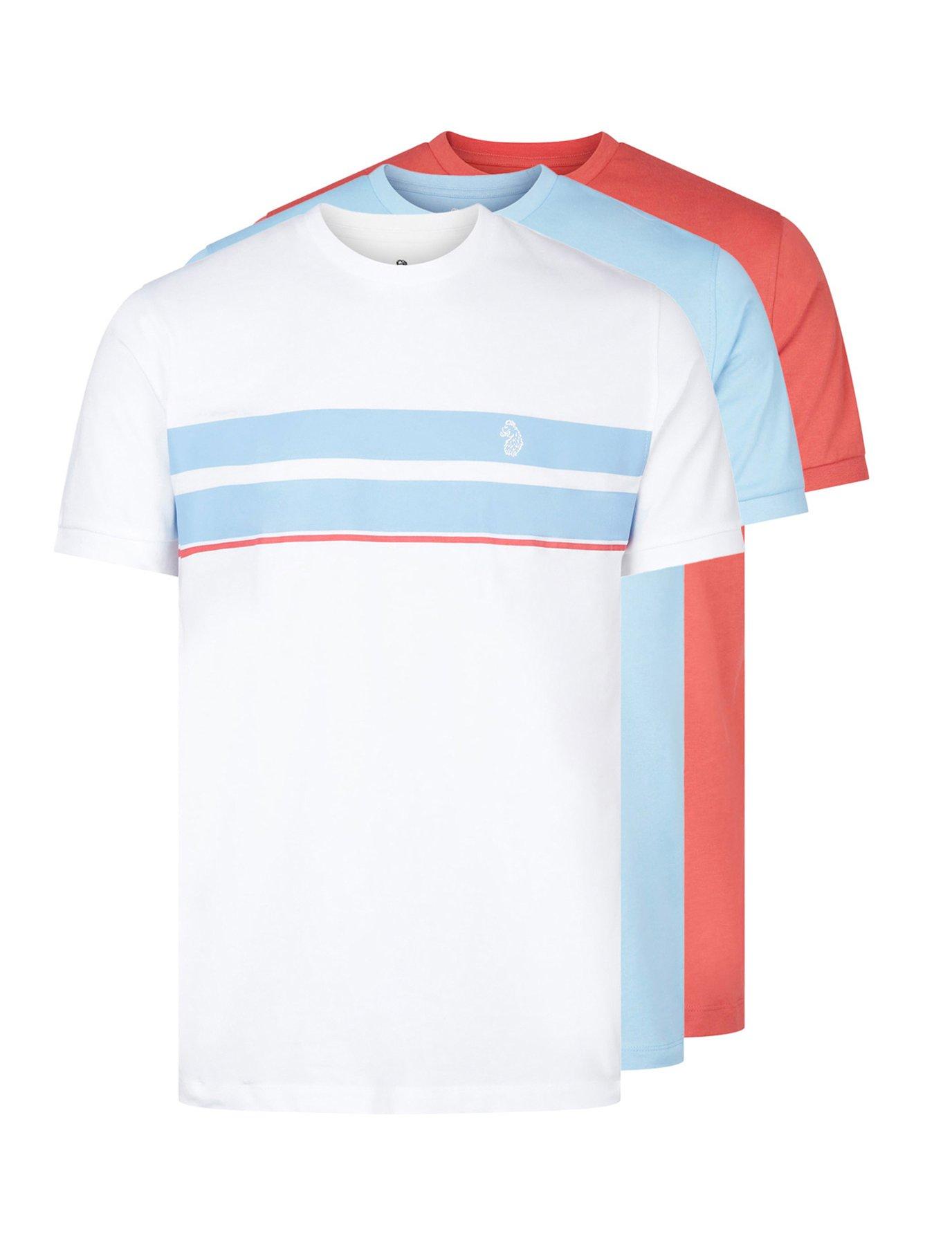 Luke 1977 Johnys Regular Fit Crew T-shirts 3 Pack - Light Blue