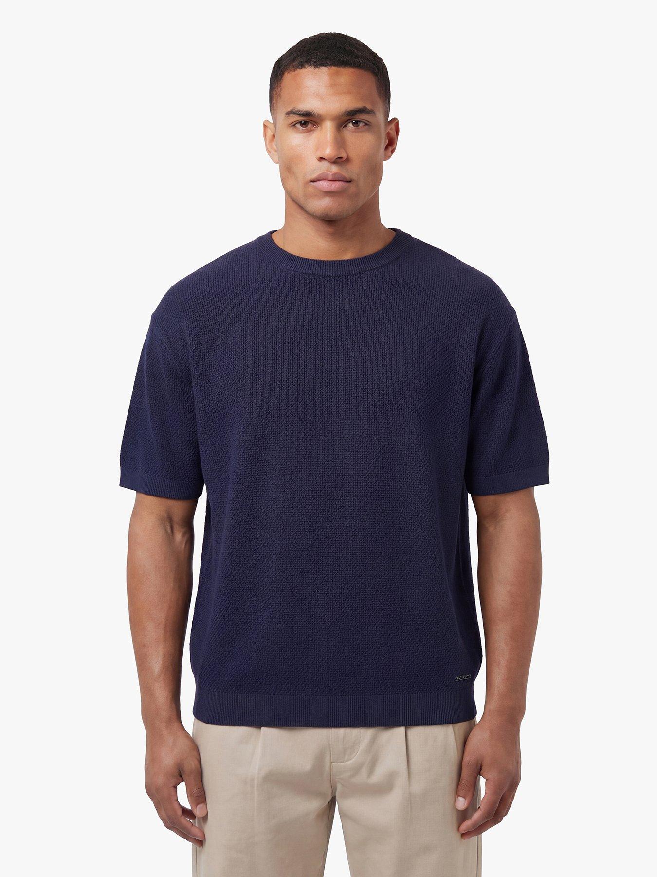 Luke 1977 Ford Relaxed Fit Knitted Short Sleeve T-shirt, Navy, Size 3Xl, Men