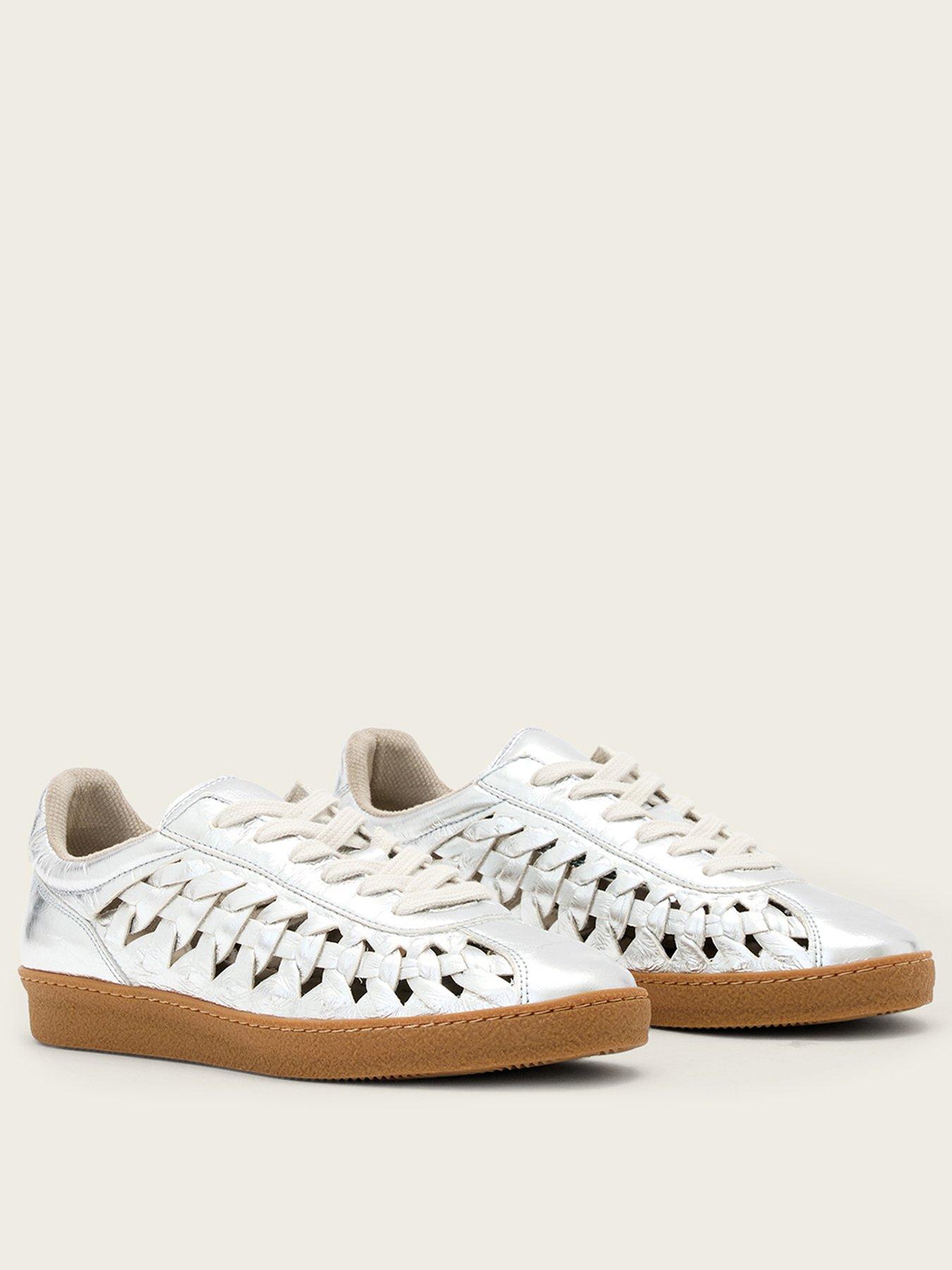 Image 2 of 5 of AllSaints Velma Woven Sneaker - Silver