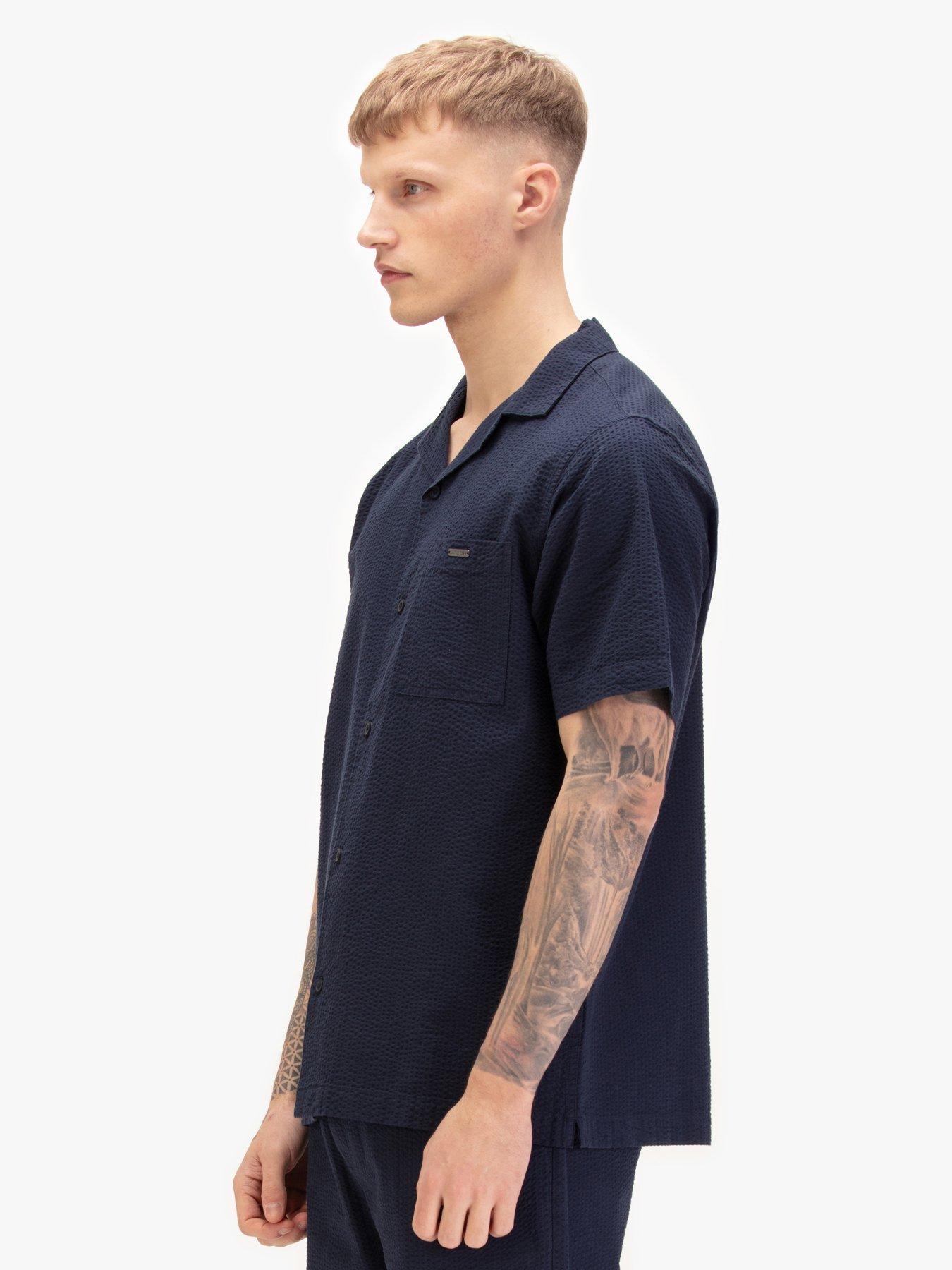 Luke 1977 Millook Short Sleeve Shirt - Navy | Very