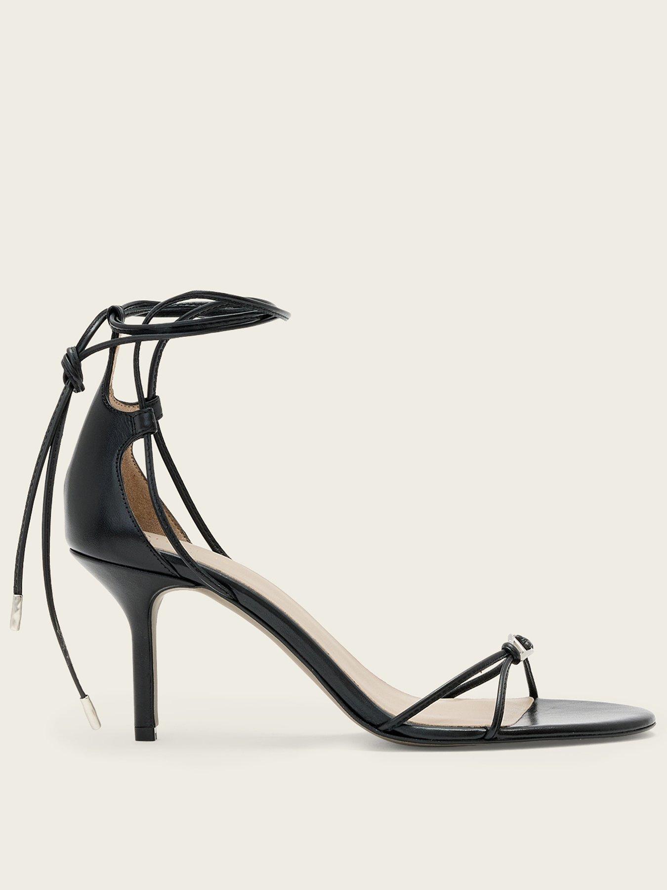 AllSaints Ali Leather Stilletto Sandals - Black