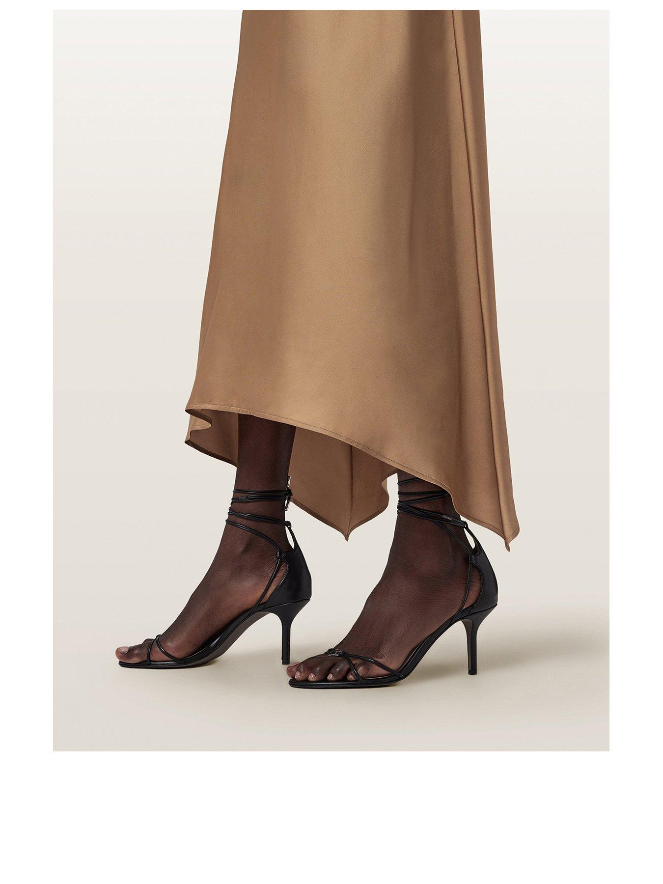 Image 2 of 5 of AllSaints Ali Leather Stilletto Sandals - Black
