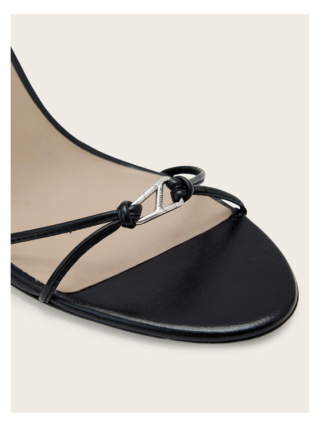 Image 4 of 5 of AllSaints Ali Leather Stilletto Sandals - Black