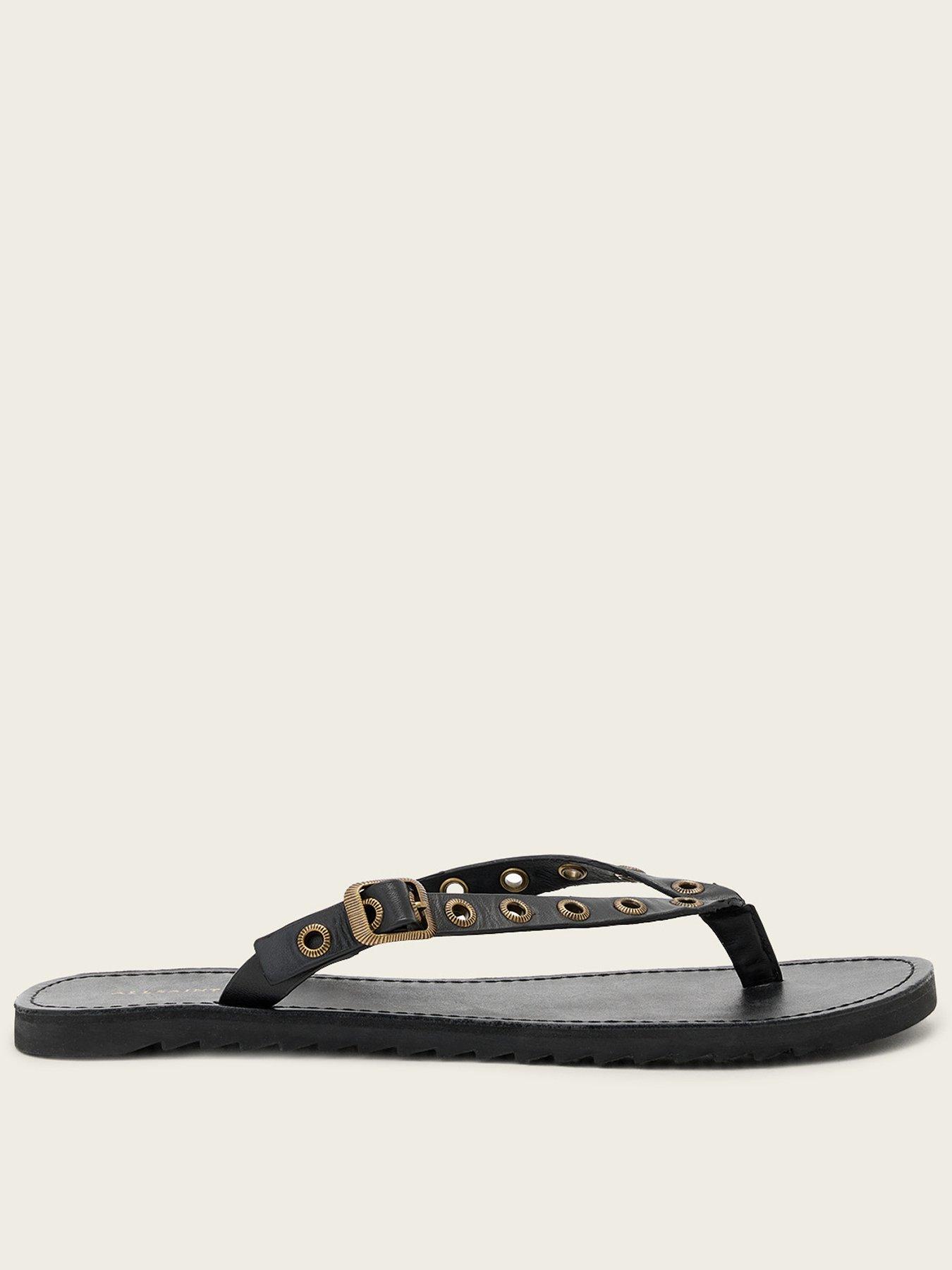 Image 1 of 4 of AllSaints Sydney Eyelet Sandal - Black