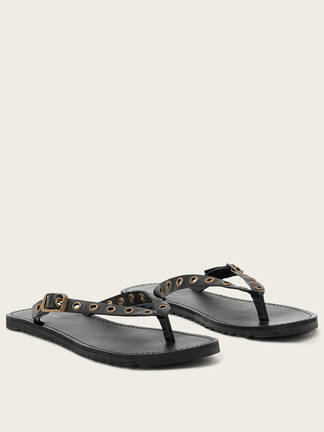 Image 2 of 4 of AllSaints Sydney Eyelet Sandal - Black