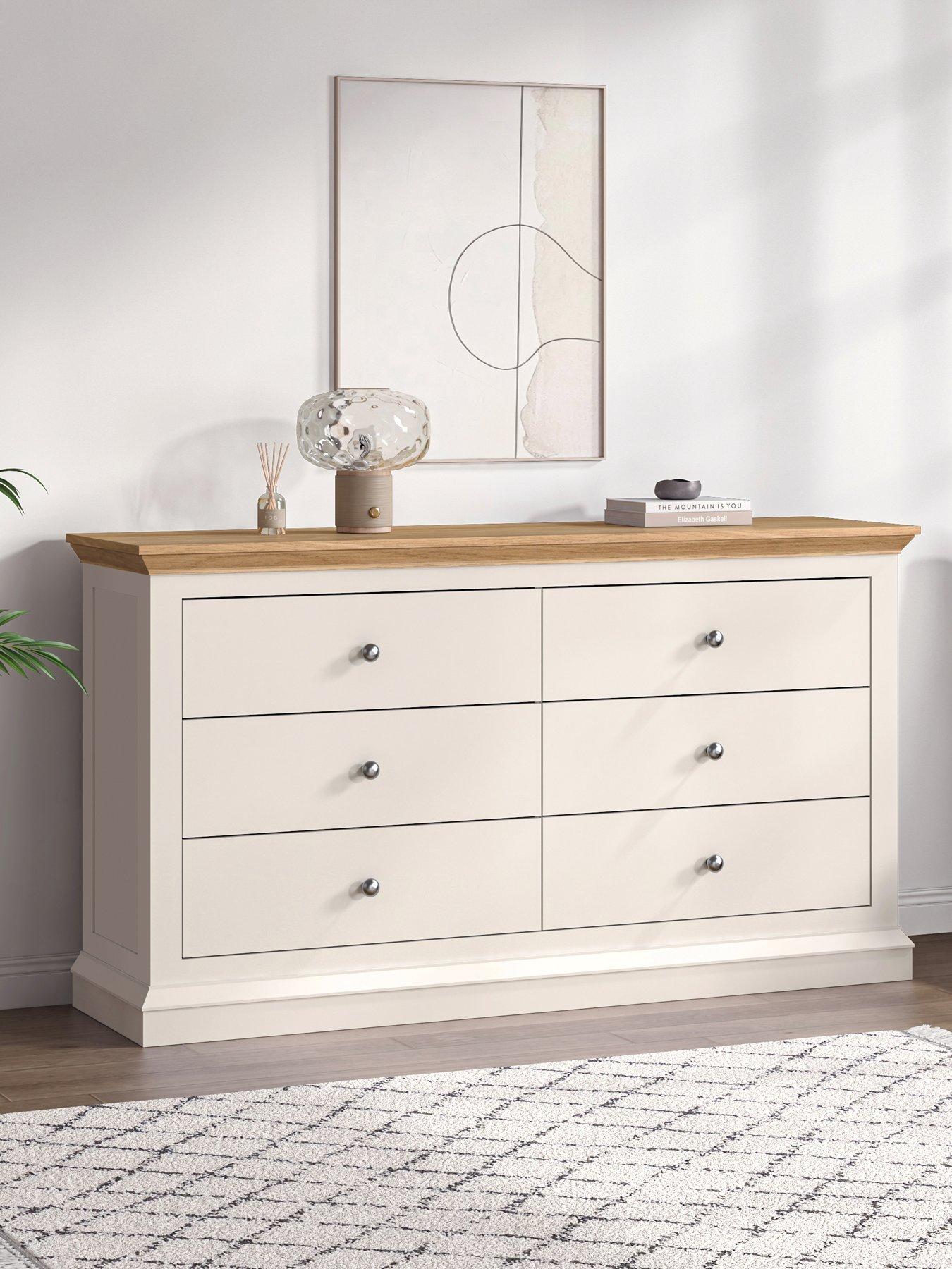 The Very Collection Hanna 3 + 3 Drawer Chest - Grey, Cream