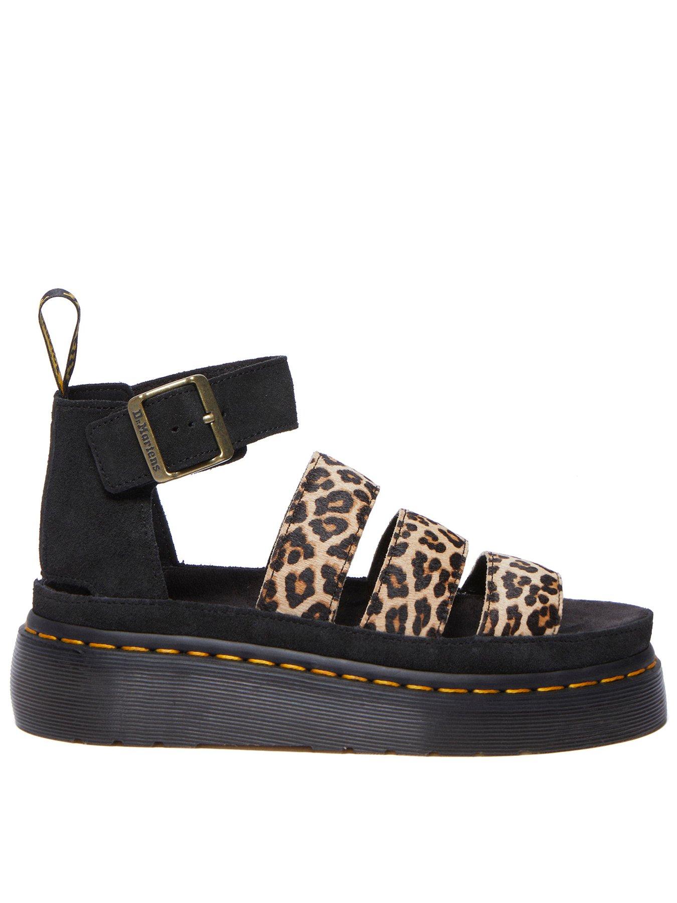 Dr Martens Clarissa Ii Quad Leopard Leather Platform Sandals, Light Tan/Black, Size 7, Women