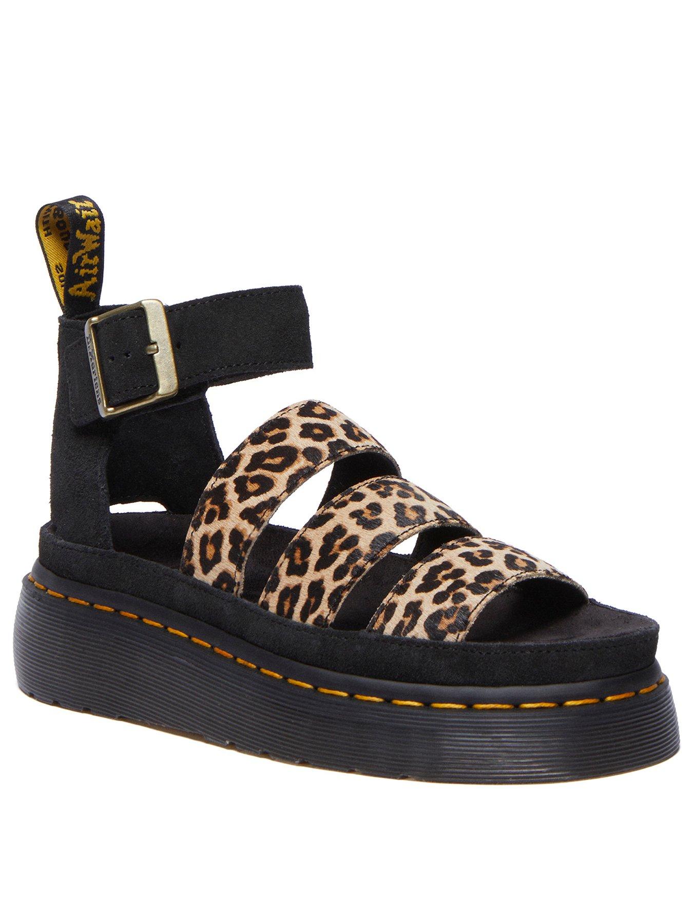 Image 2 of 7 of Dr Martens Clarissa Ii Quad Leopard Leather Platform Sandals - Leopard/black
