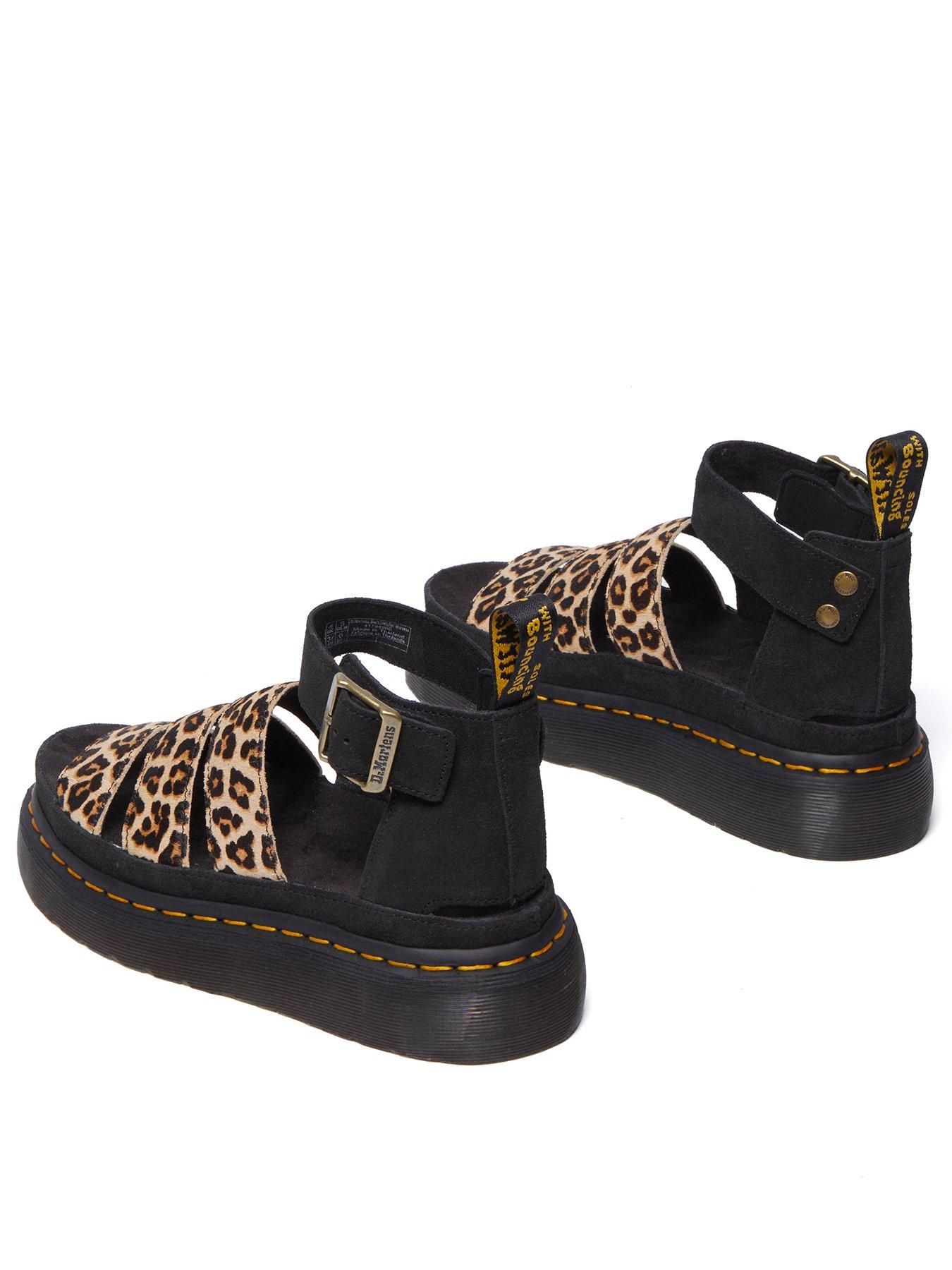 Image 3 of 7 of Dr Martens Clarissa Ii Quad Leopard Leather Platform Sandals - Leopard/black