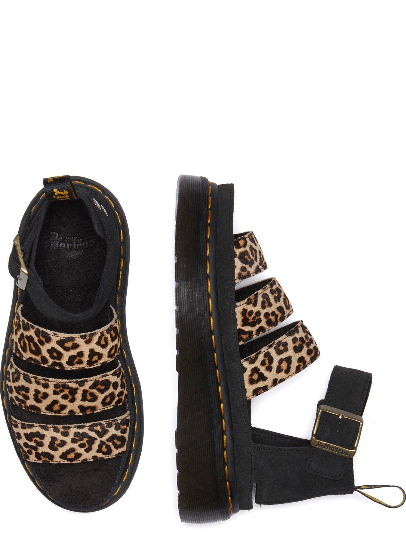 Image 4 of 7 of Dr Martens Clarissa Ii Quad Leopard Leather Platform Sandals - Leopard/black