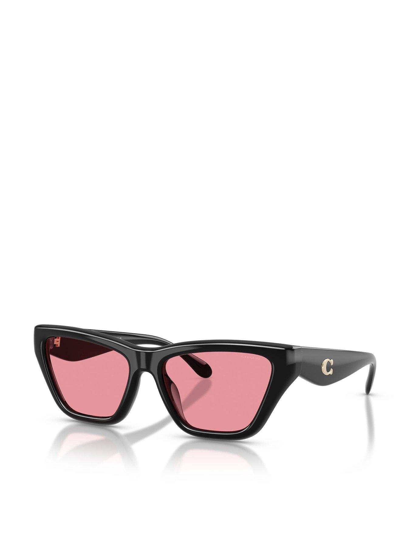 COACH Thick Frame Black Sunglasses- With Red Lens
